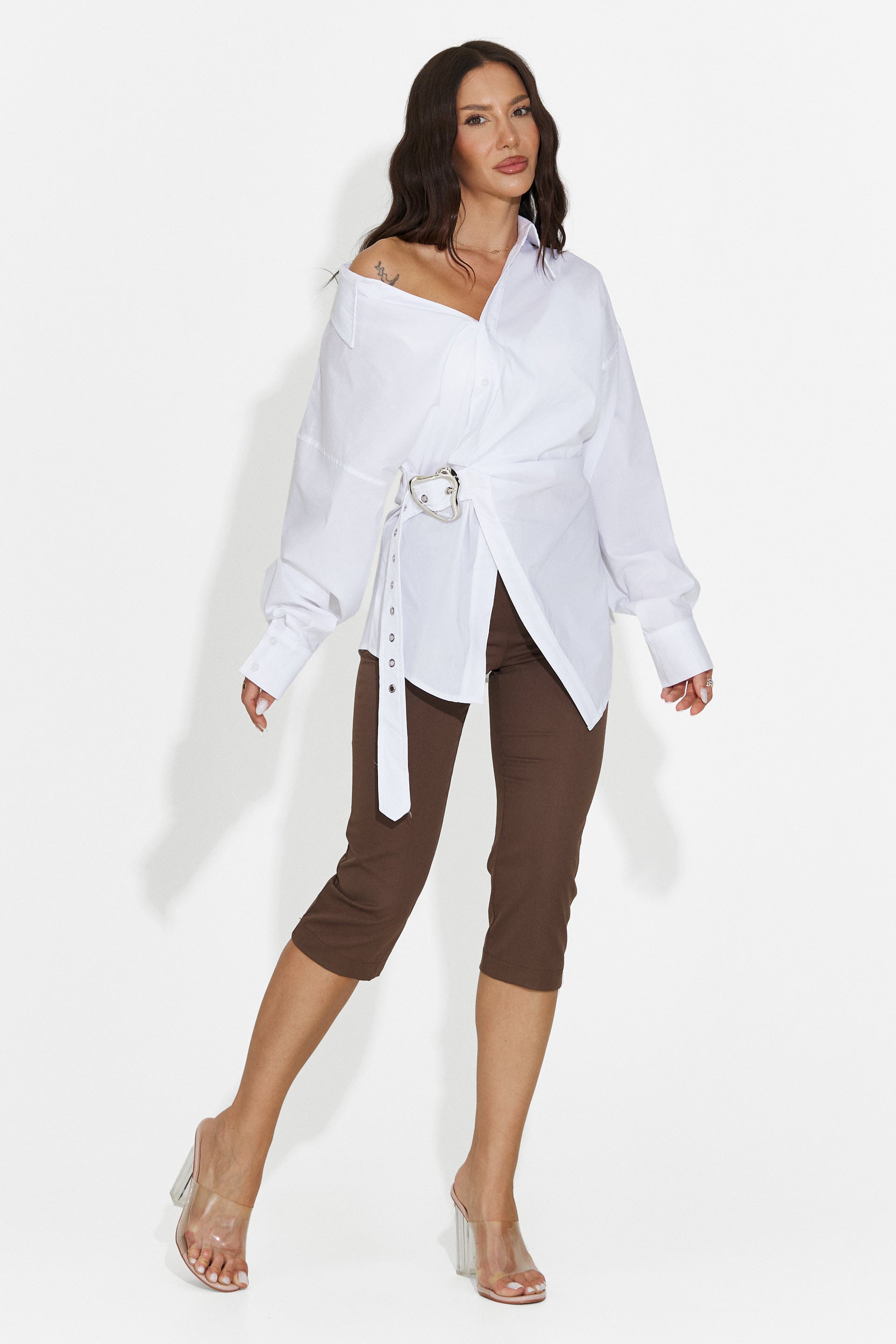 Pantaloni capri da donna marroni Aspazia Bogas