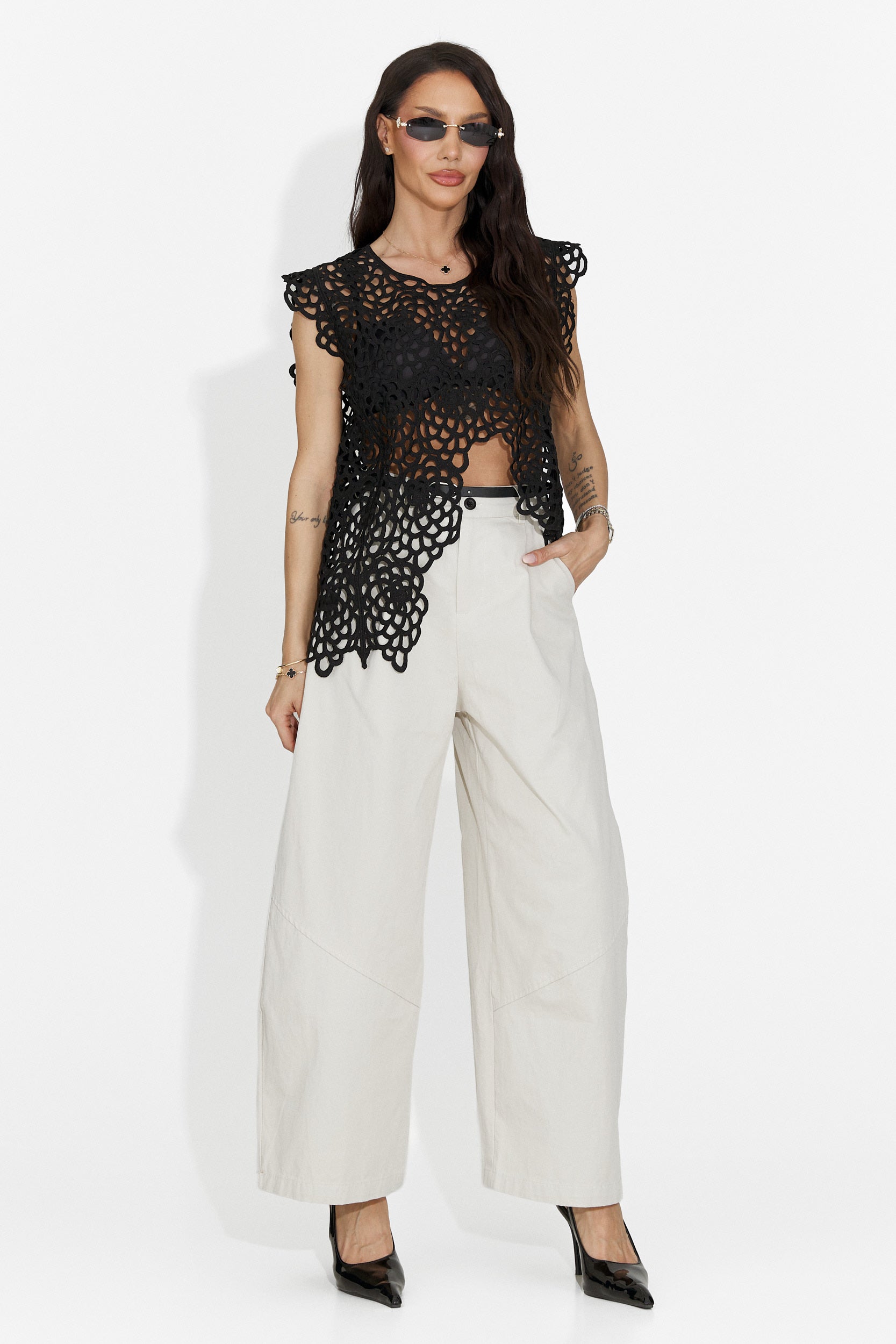 Pantaloni casual beige da donna Horwed Bogas