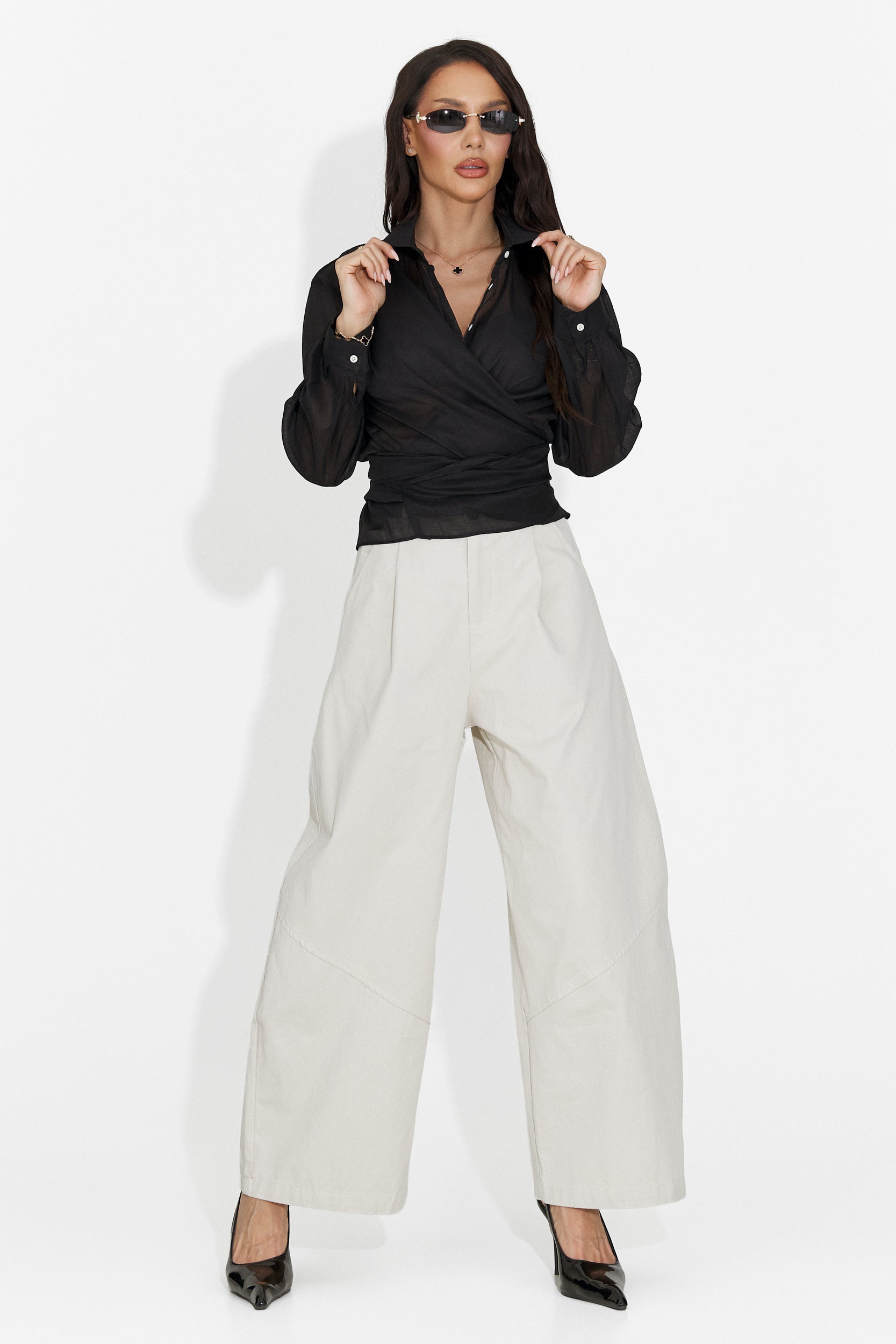Pantaloni casual beige da donna Horwed Bogas