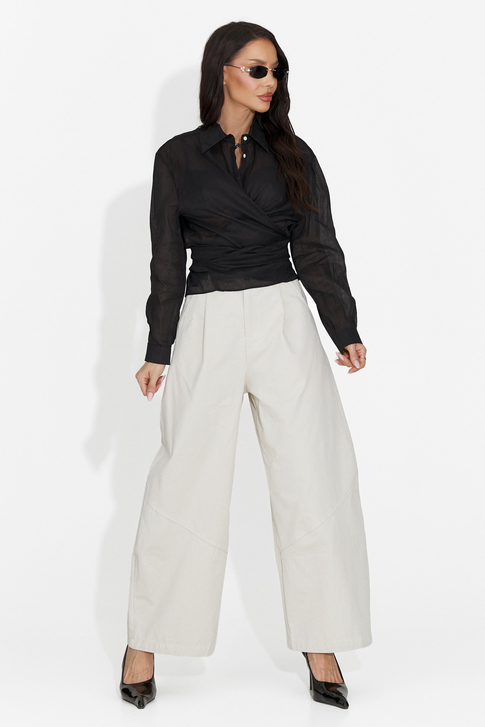 Pantaloni casual beige da donna Horwed Bogas