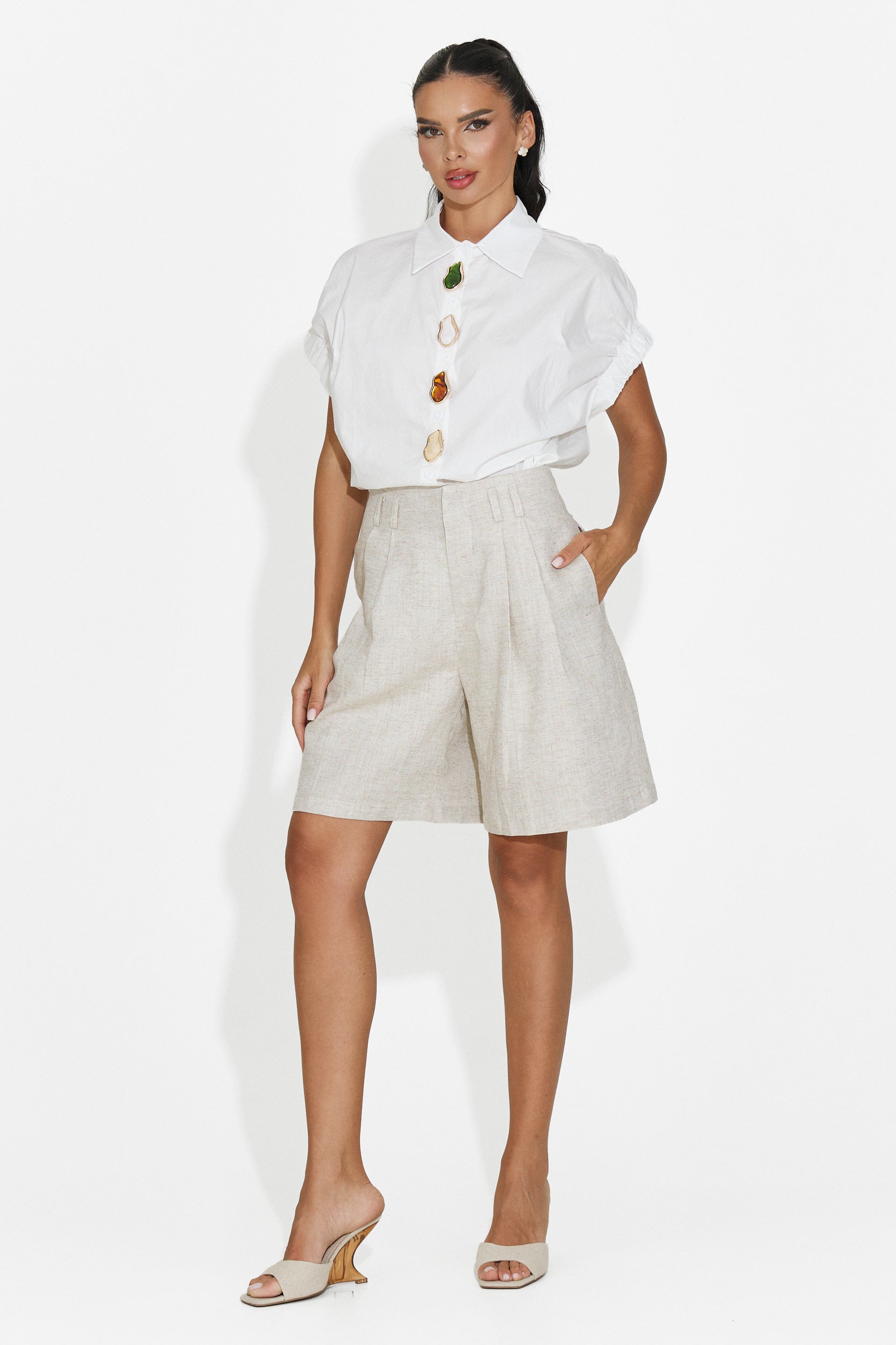 Pantaloni casual da donna beige Ofelyna Bogas