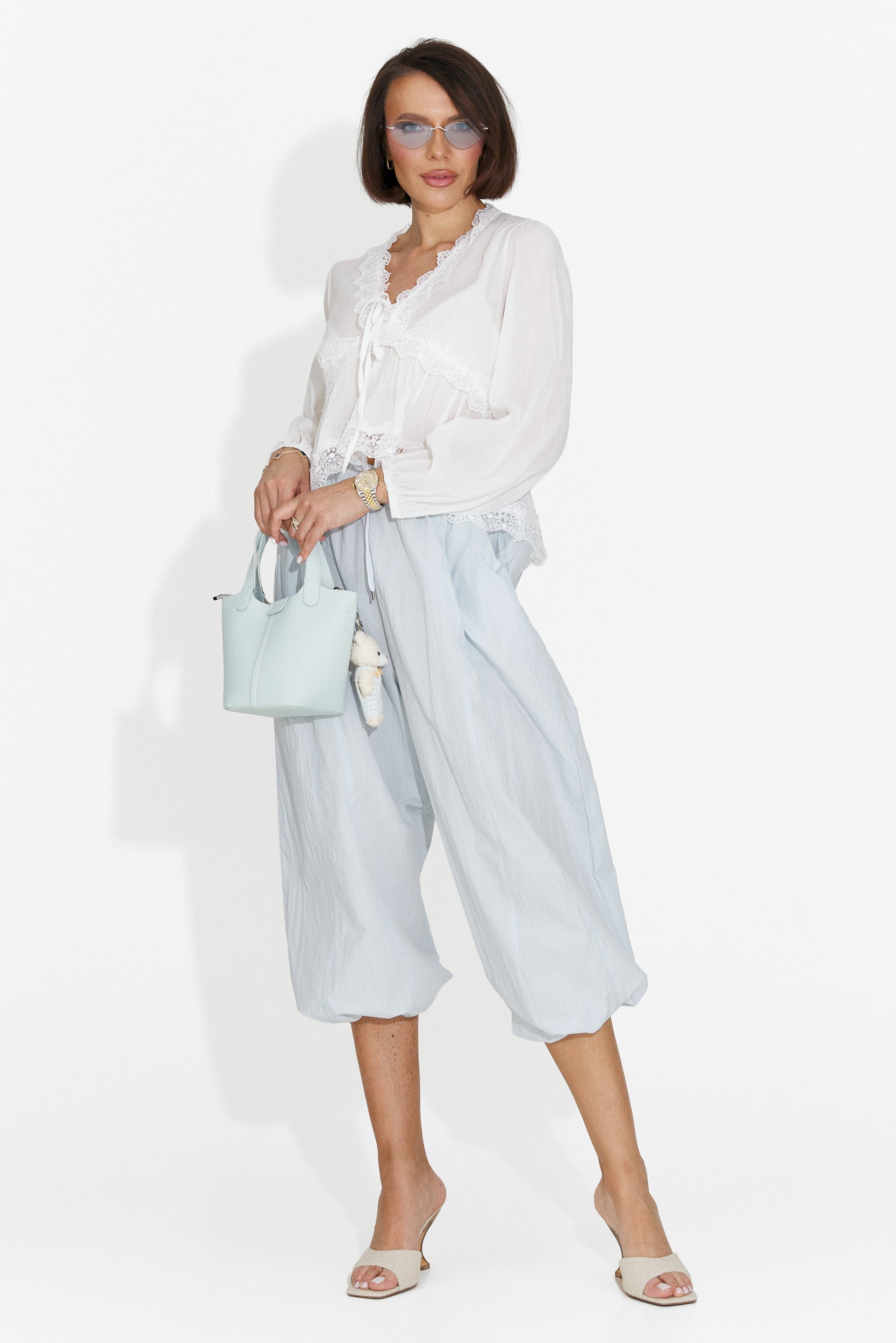 Pantaloni dama casual bleu Lyhok Bogas