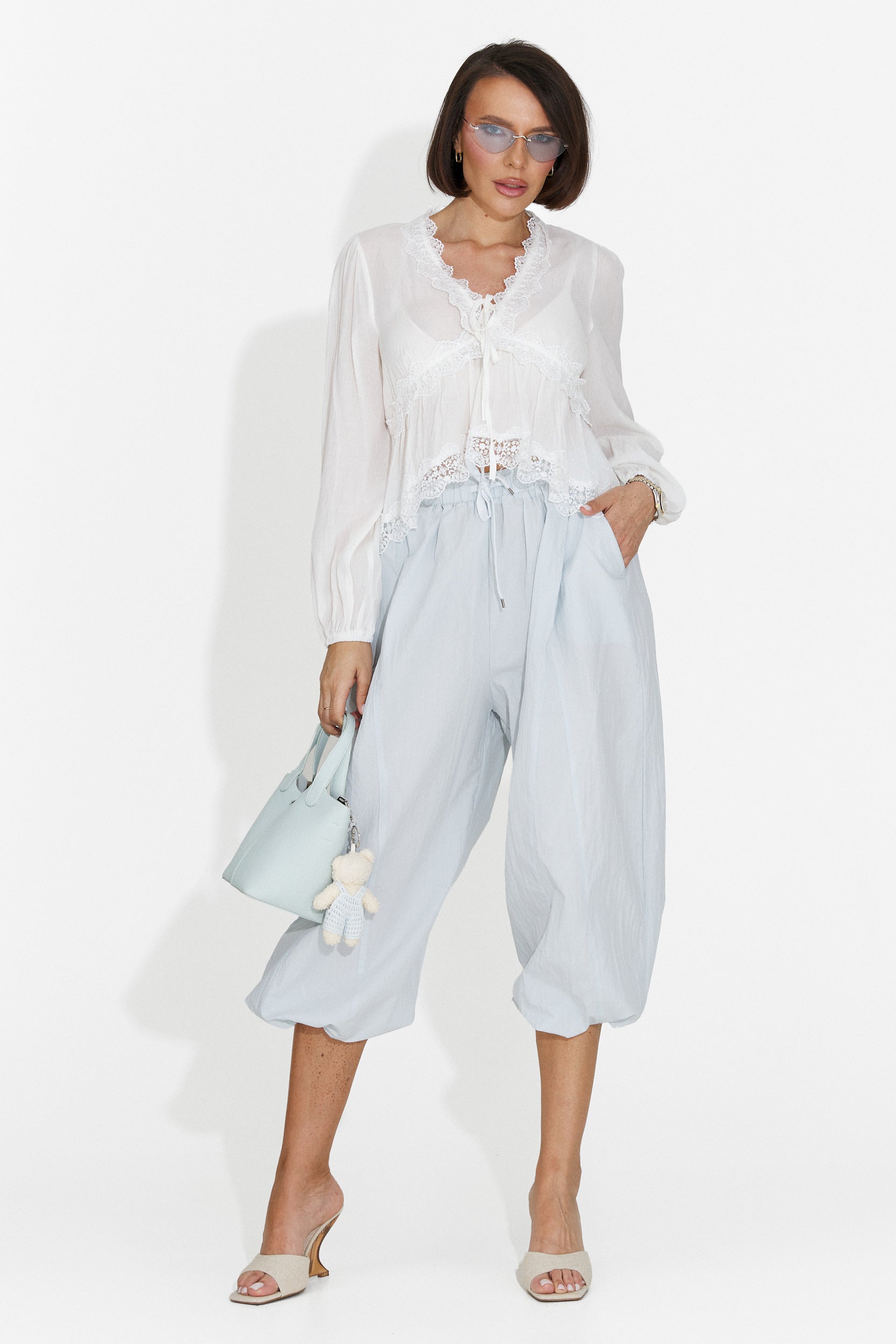 Pantaloni dama casual bleu Lyhok Bogas