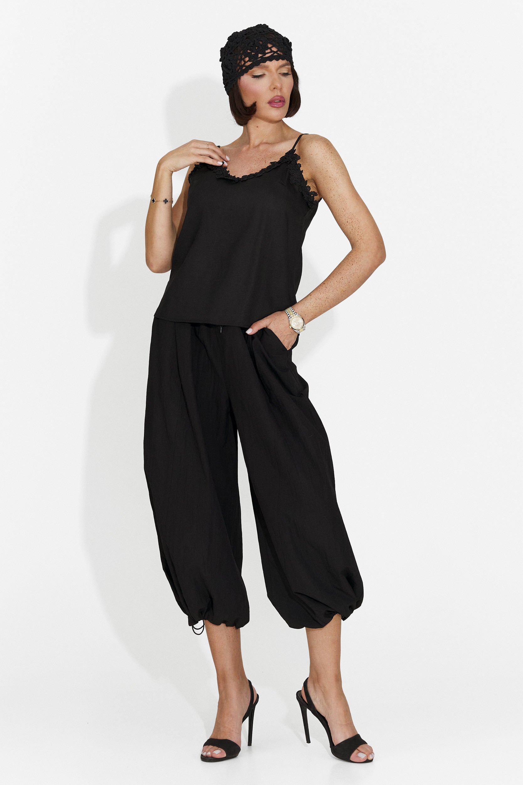 Pantaloni dama casual negri Lyhok Bogas