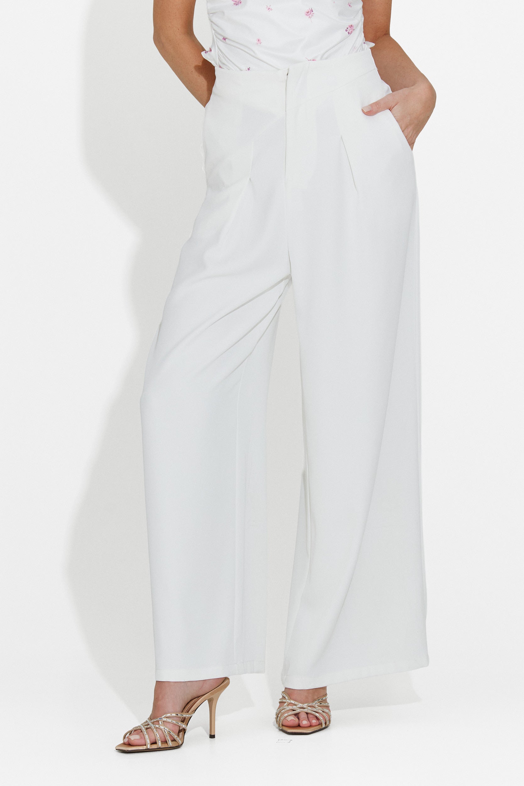 Pantaloni donna lunghi eleganti bianchi Crystia Bogas