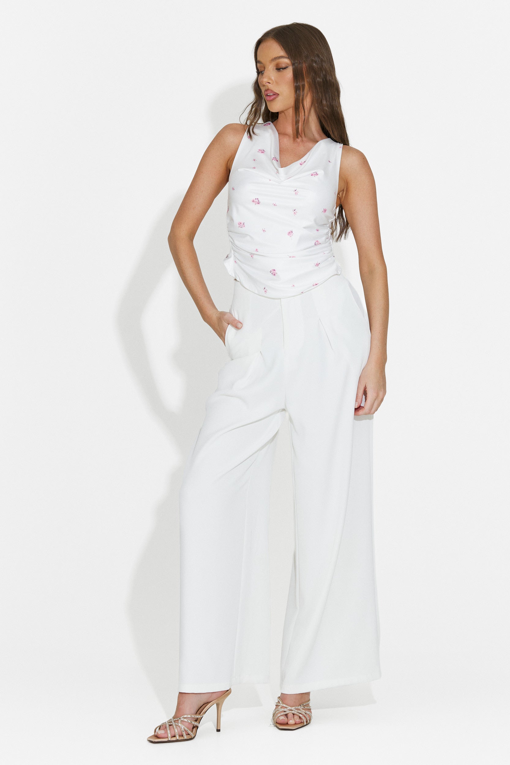 Pantaloni donna lunghi eleganti bianchi Crystia Bogas