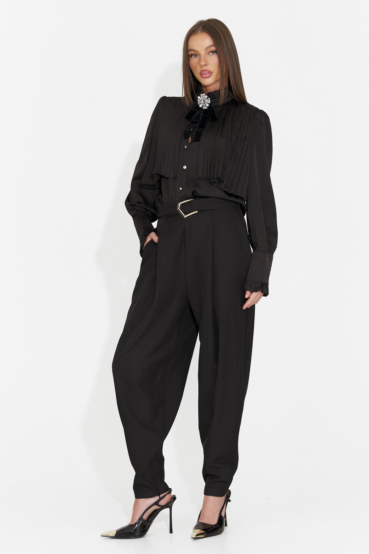 Pantaloni eleganti negri Didola Bogas