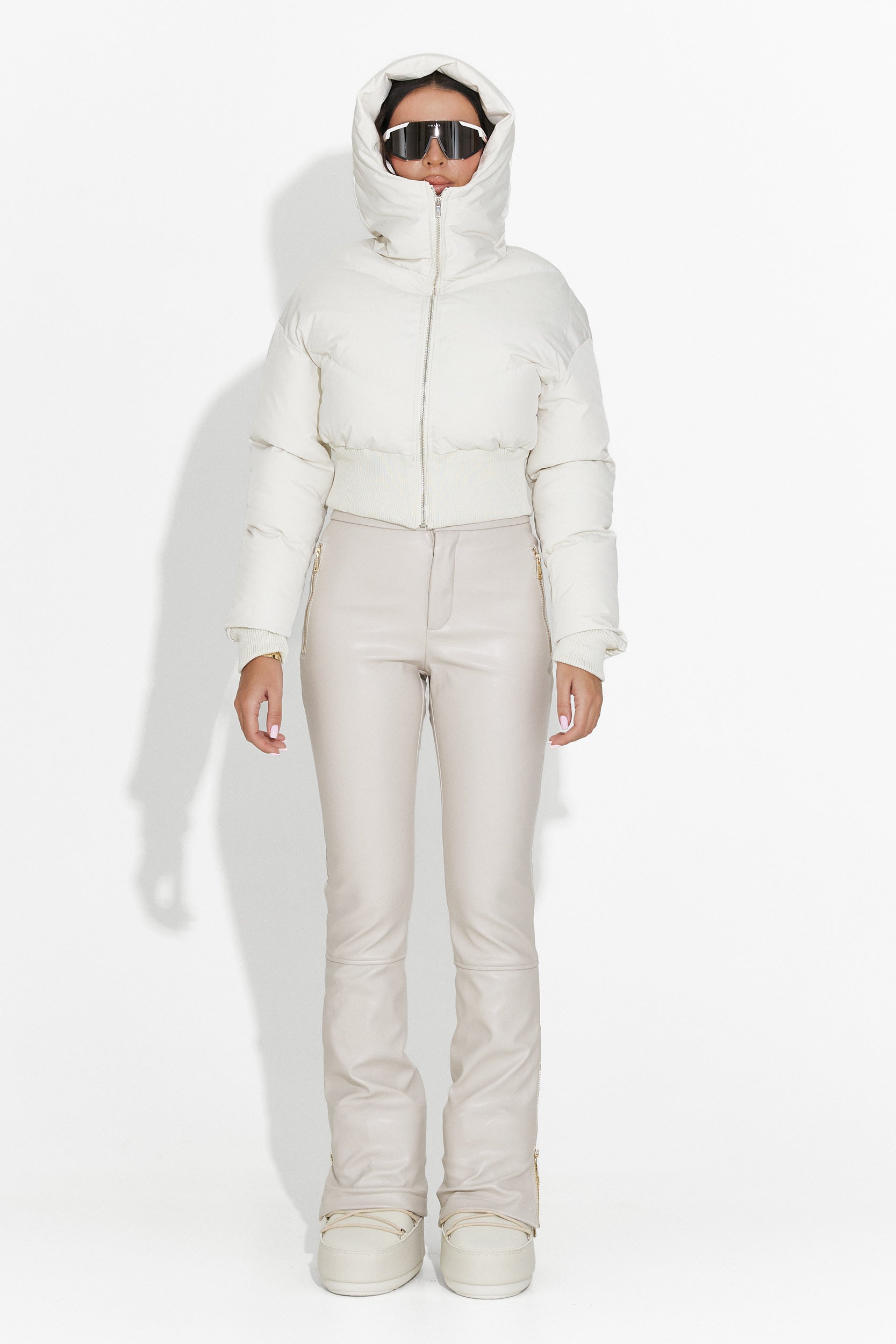 Pantaloni da Sci in Pelle Beige Bogas Cosira