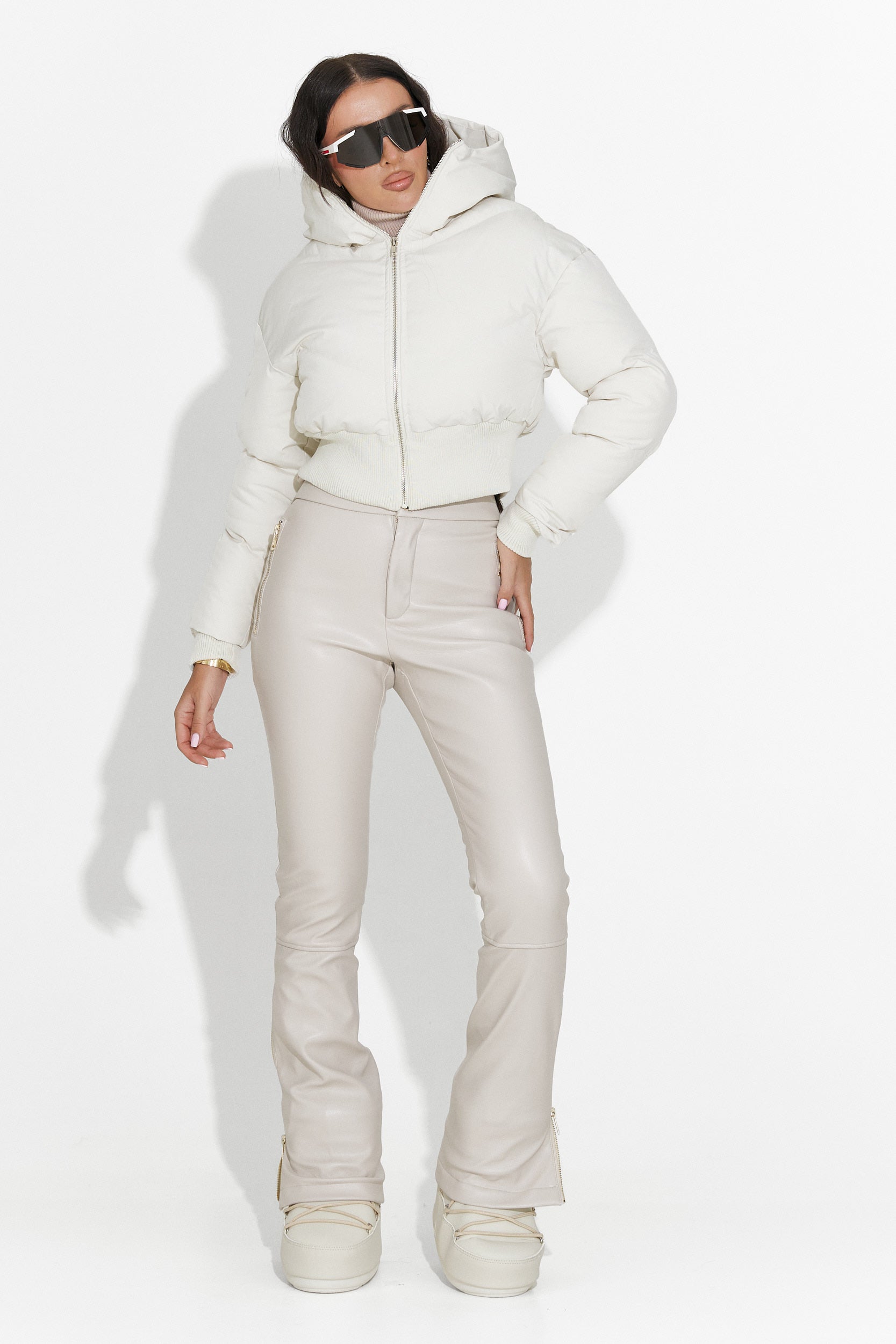 Pantaloni da Sci in Pelle Beige Bogas Cosira