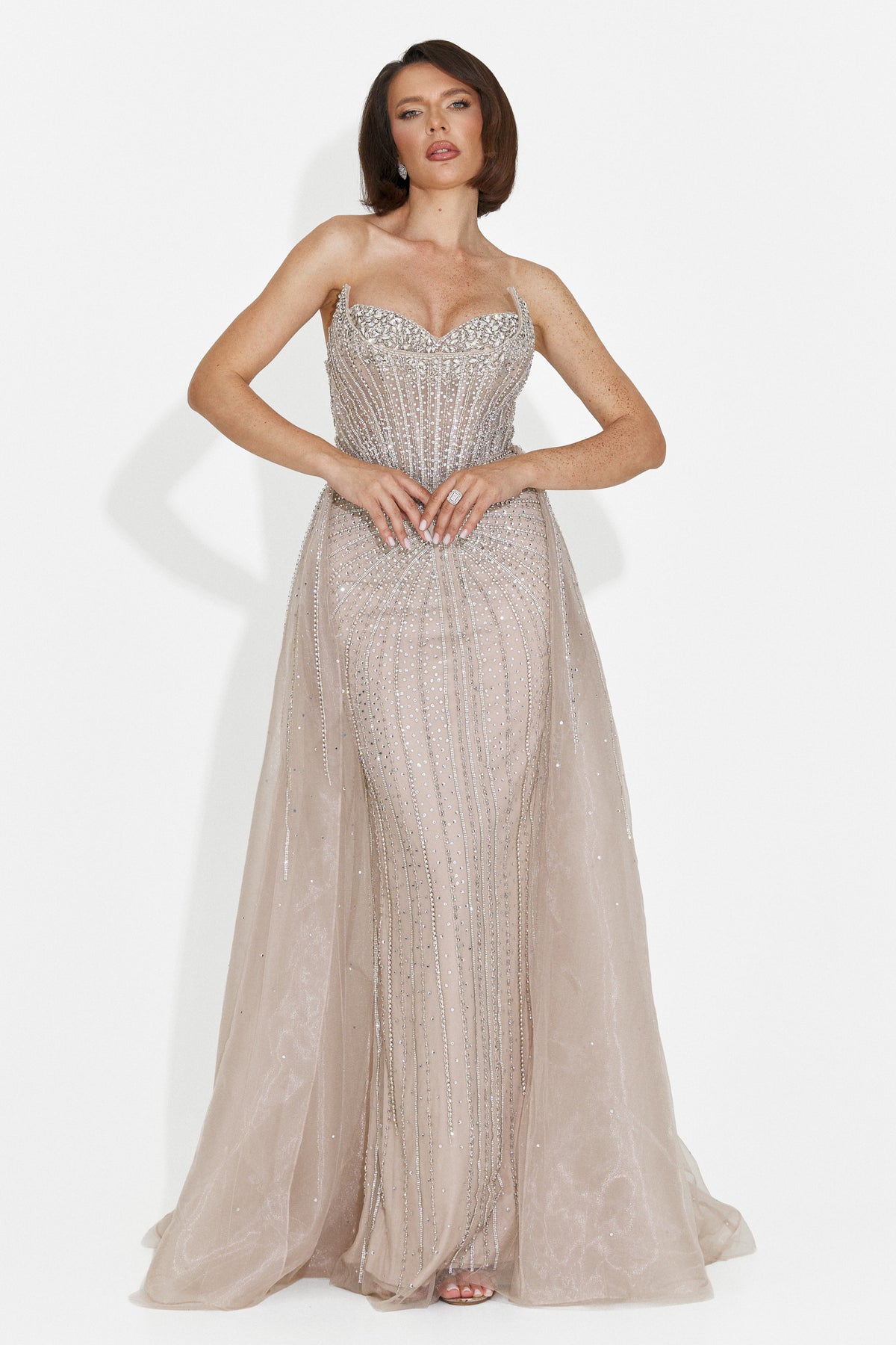 Abito lungo da donna beige Gerda Bogas, immagine 11 di 15