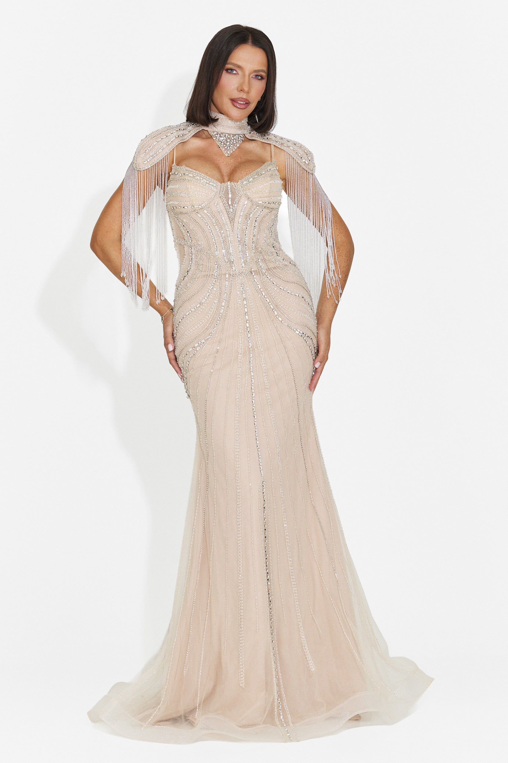 Rochie dama lunga bej Gretchen Bogas