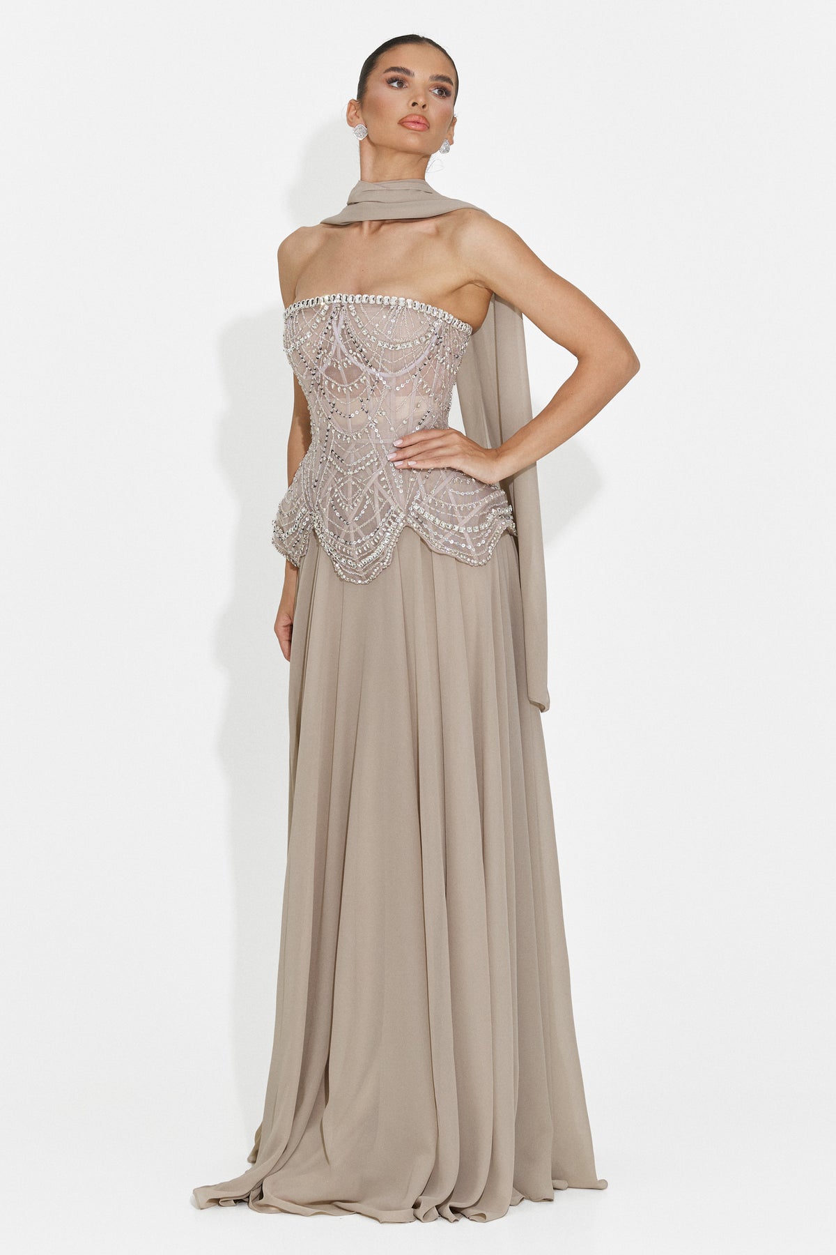 Abito da donna lungo beige Jutta Bogas, immagine 12 di 12