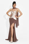 Lungo Vestito Beige da Donna di Kalya Bogas