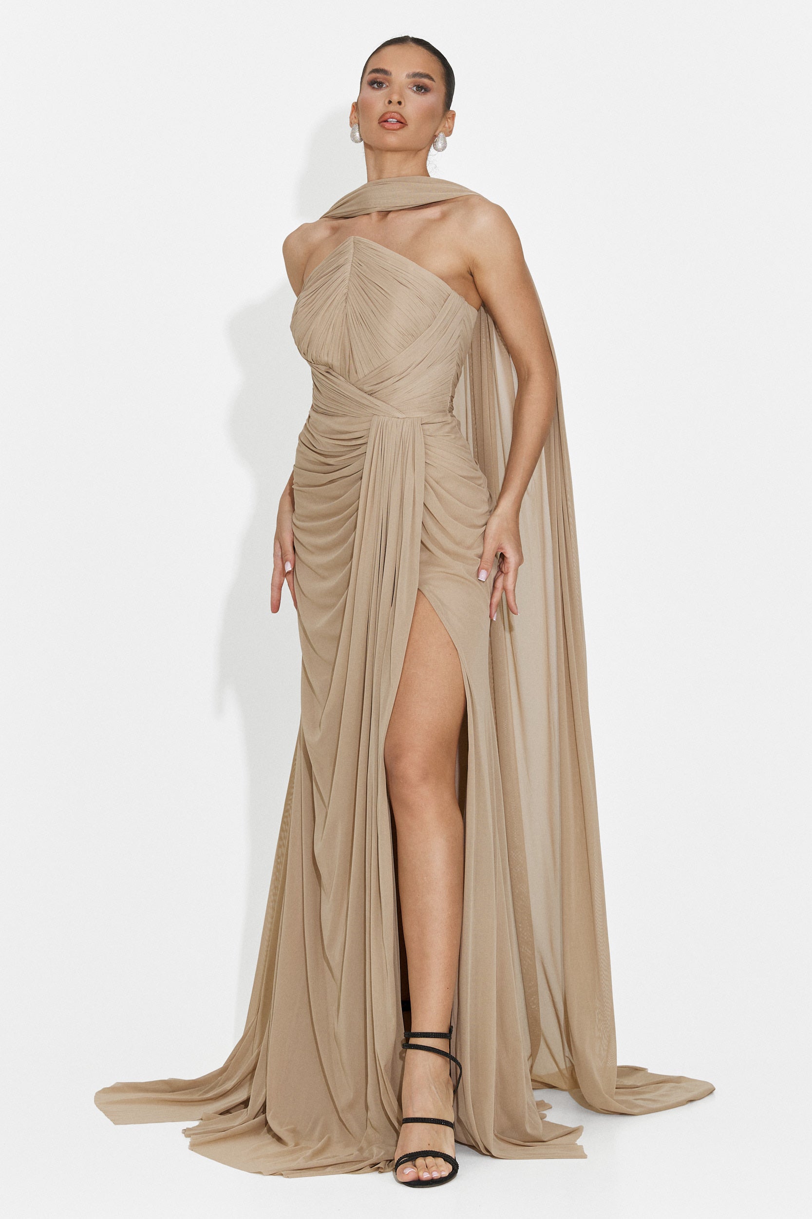 Lungo Vestito Beige per Donne Lota Bogas