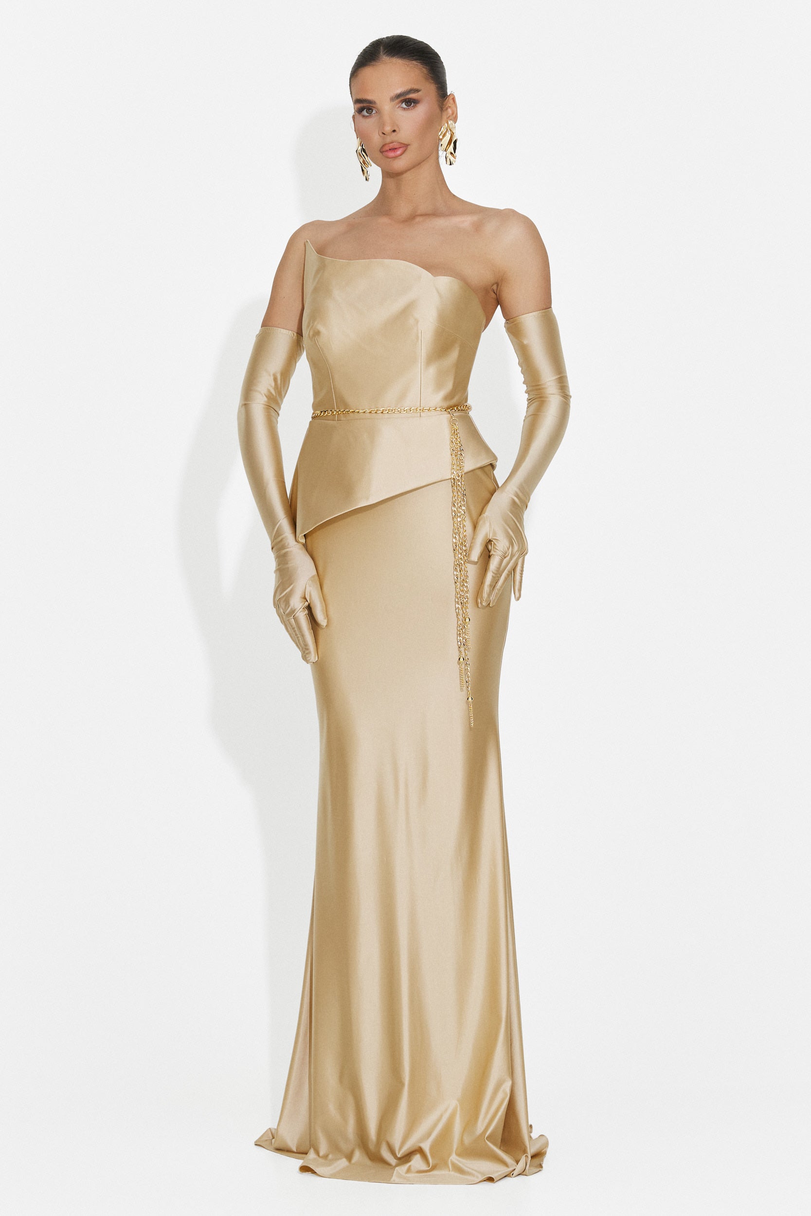 Lungo Vestito Beige da Donna di Merle Bogas