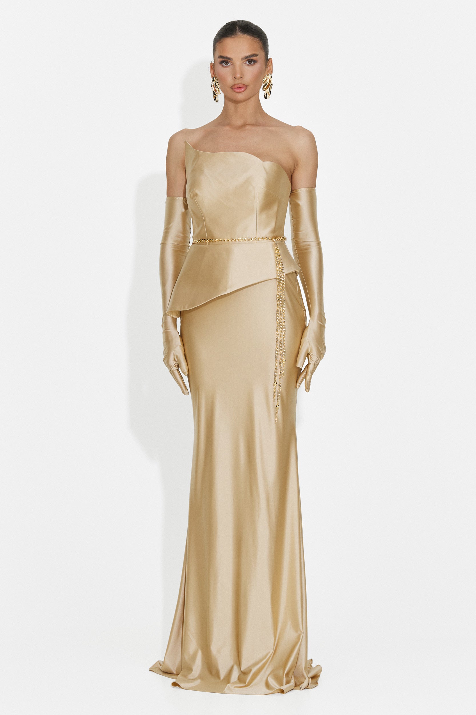 Lungo Vestito Beige da Donna di Merle Bogas