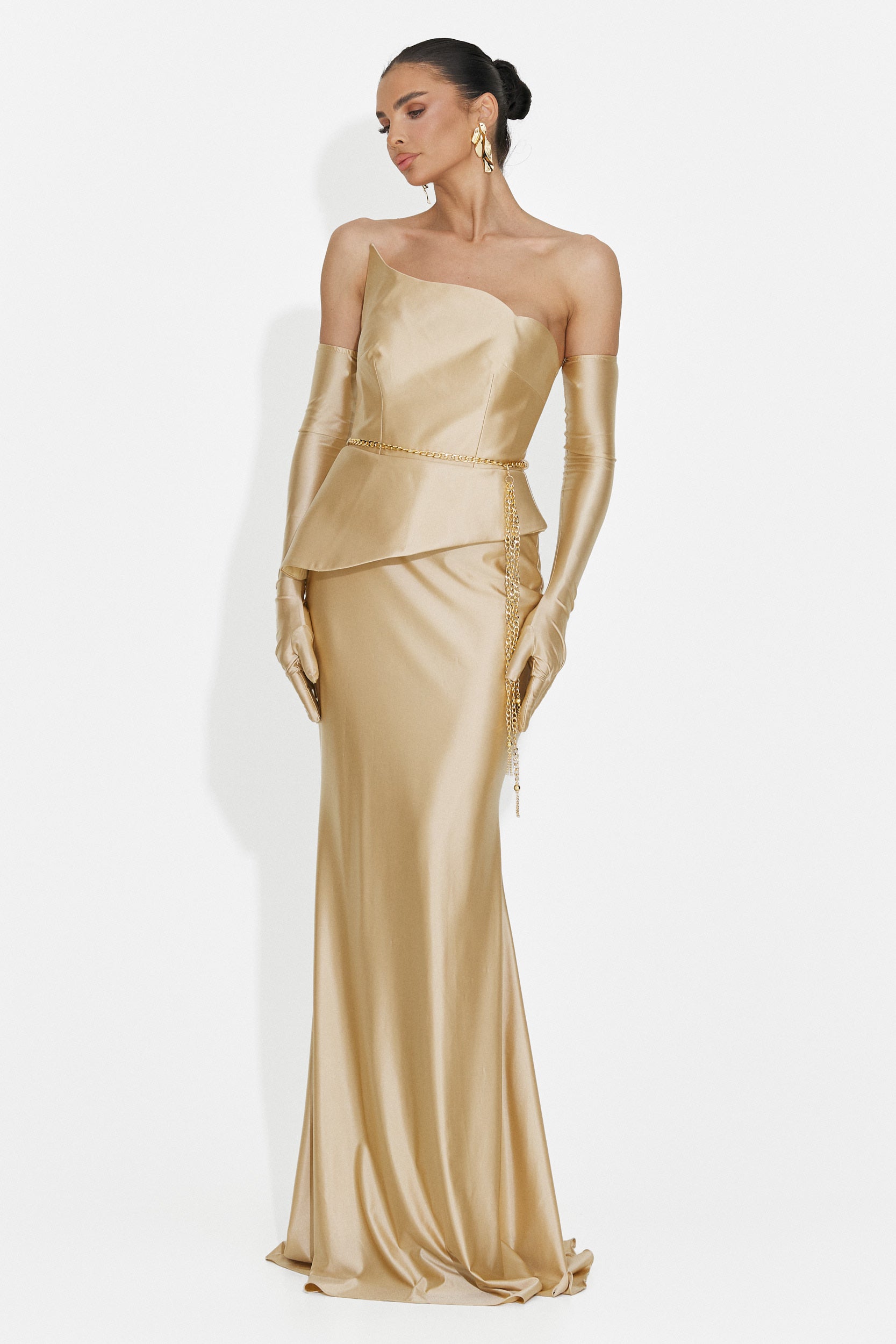 Lungo Vestito Beige da Donna di Merle Bogas