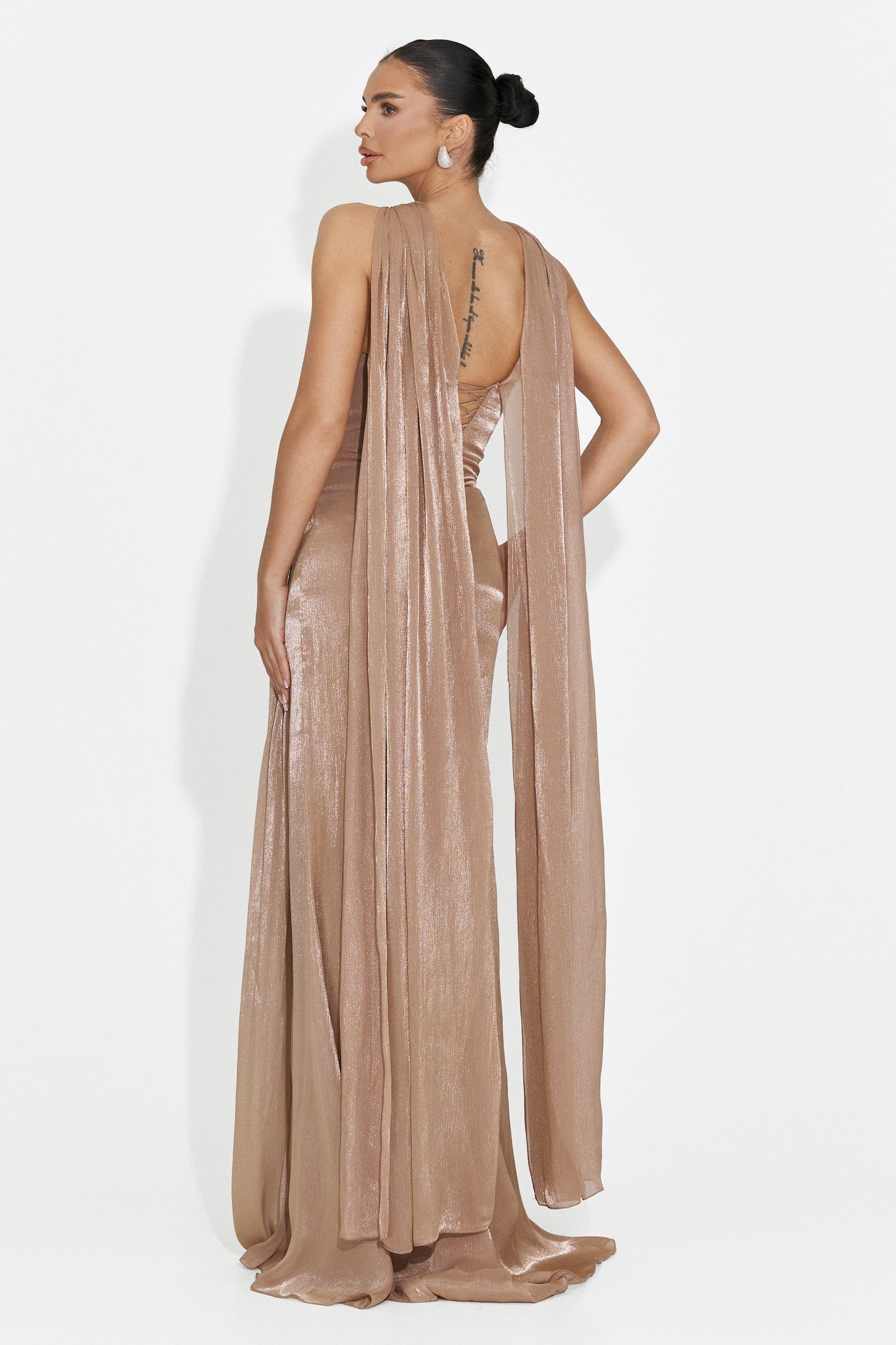 Lungo abito beige Moritz Bogas per donne