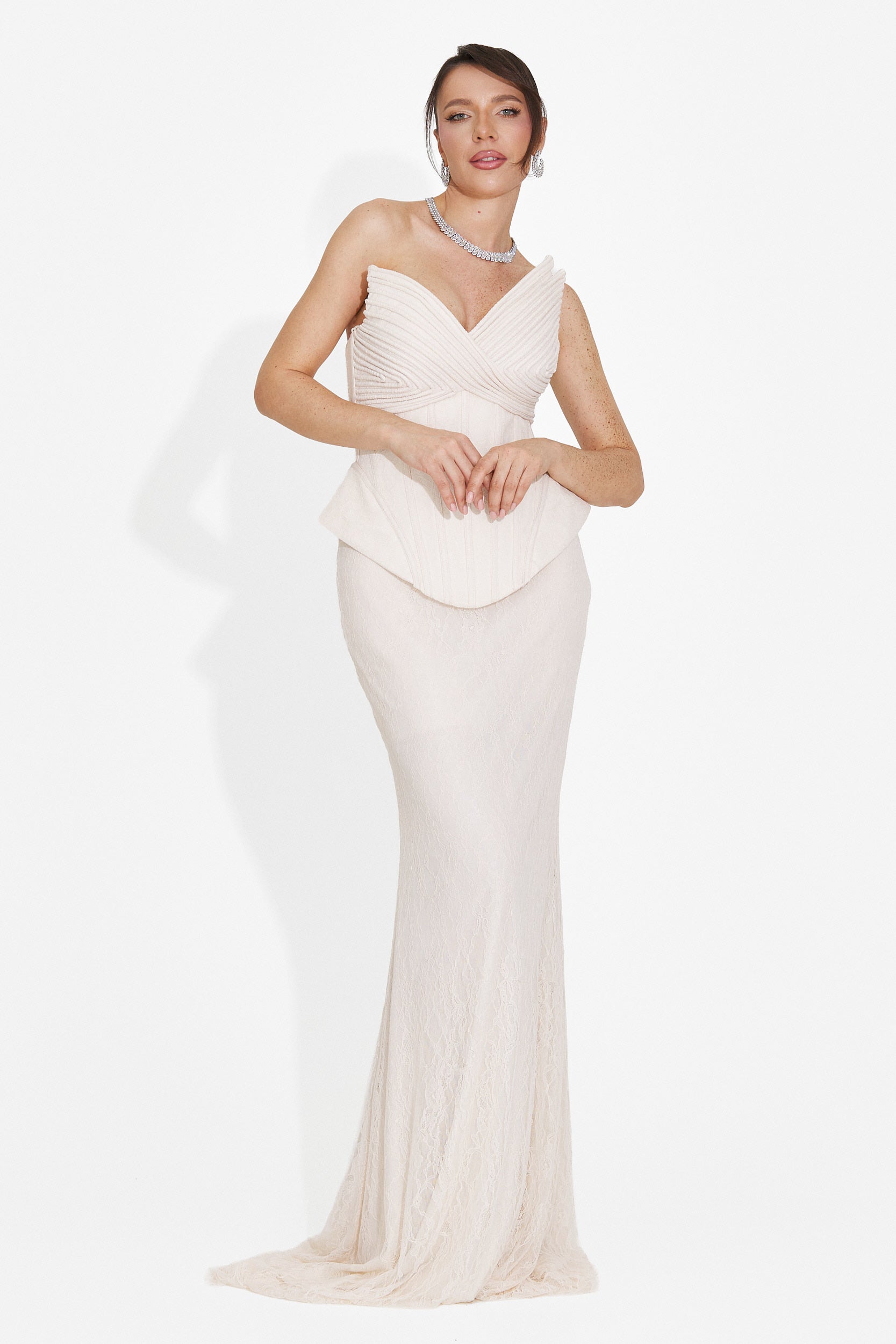 Rochie dama lunga bej Nabashia Bogas