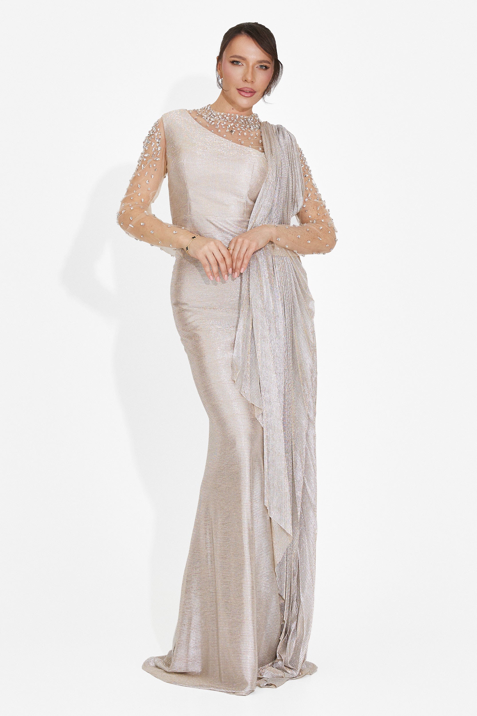 Lungo vestito beige da donna di Ysaia Bogas