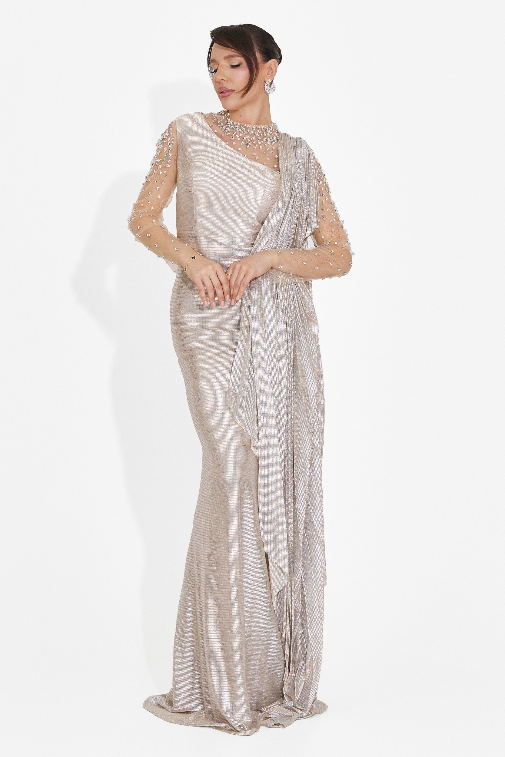 Lungo vestito beige da donna di Ysaia Bogas