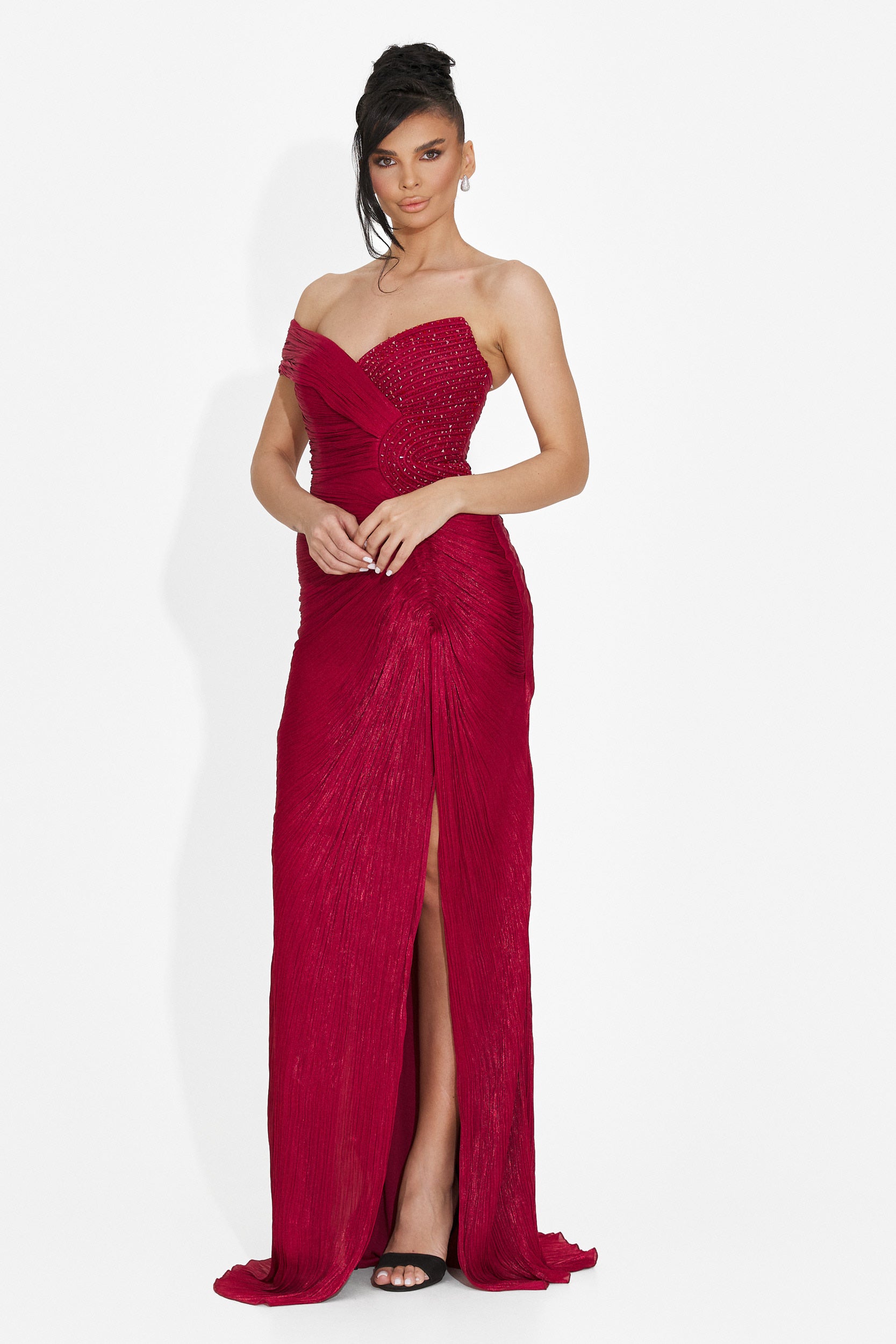 Rochie dama lunga burgundy Anevia Bogas