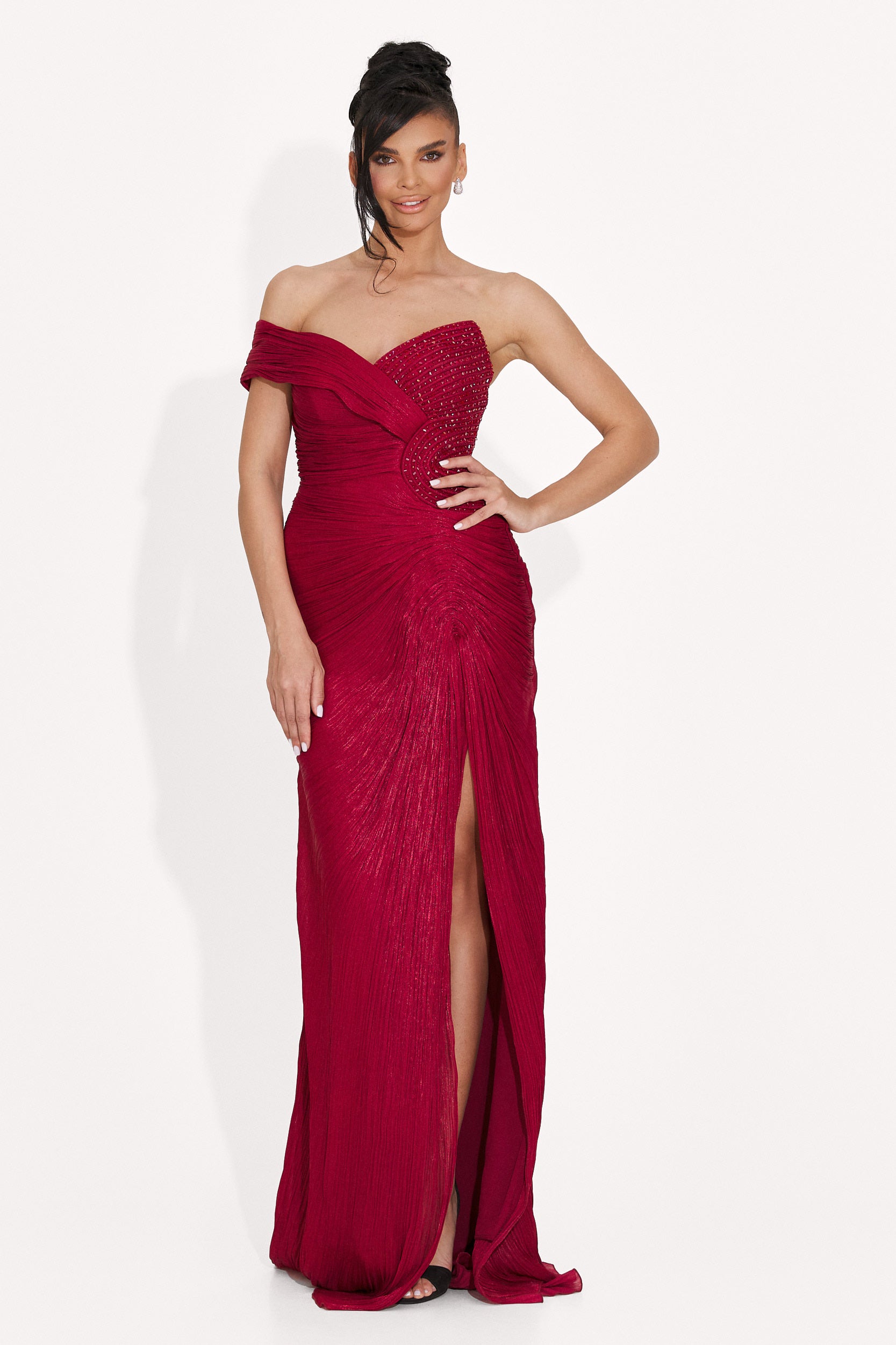 Rochie dama lunga burgundy Anevia Bogas