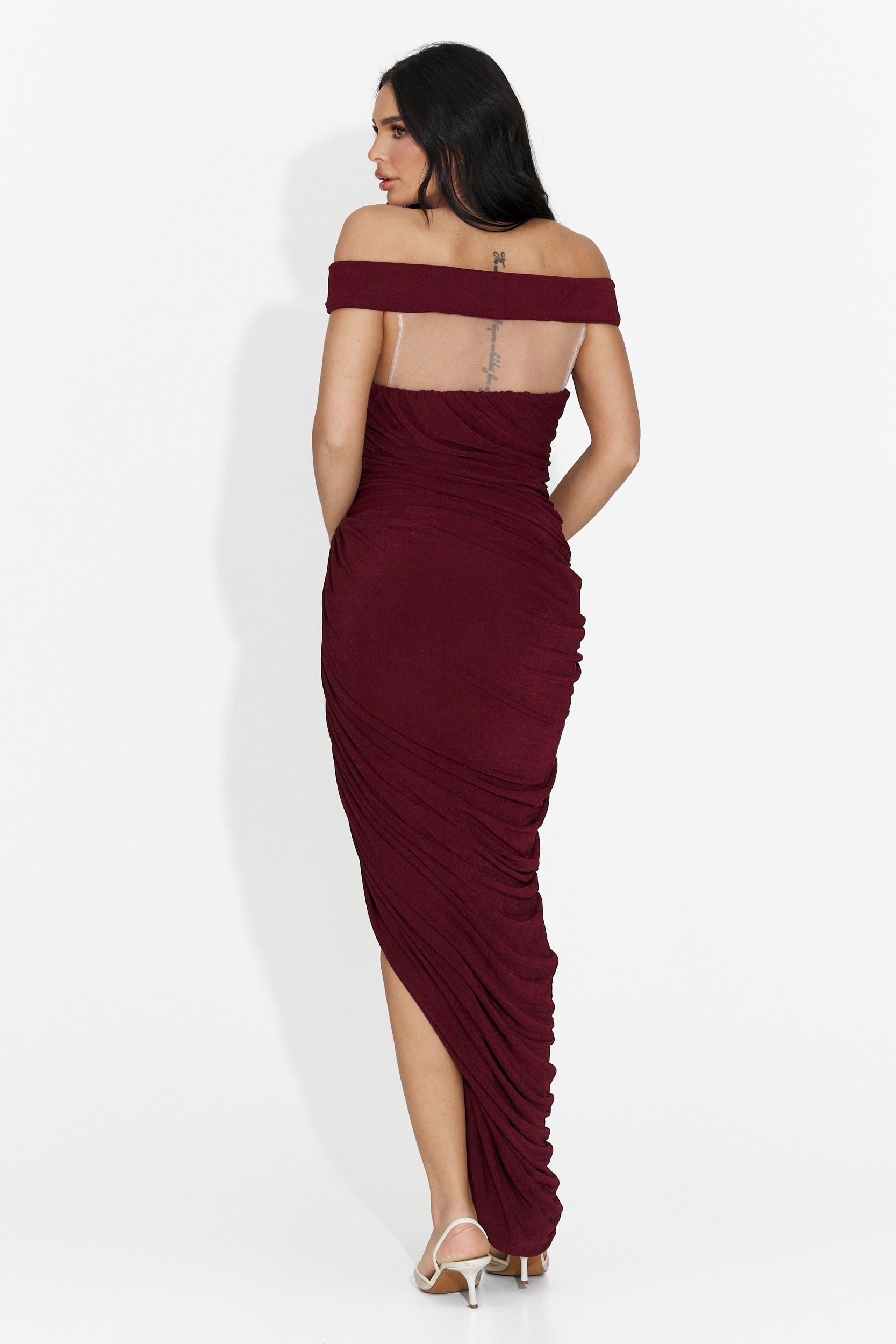 Rochie dama lunga burgundy Deby Bogas