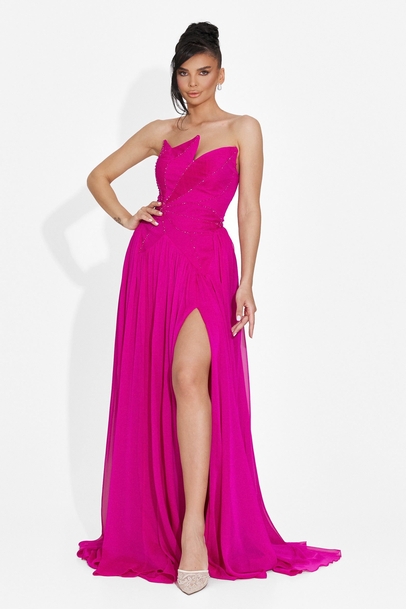 Lungo Vestito Fucsia da Donna di Anaika Bogas