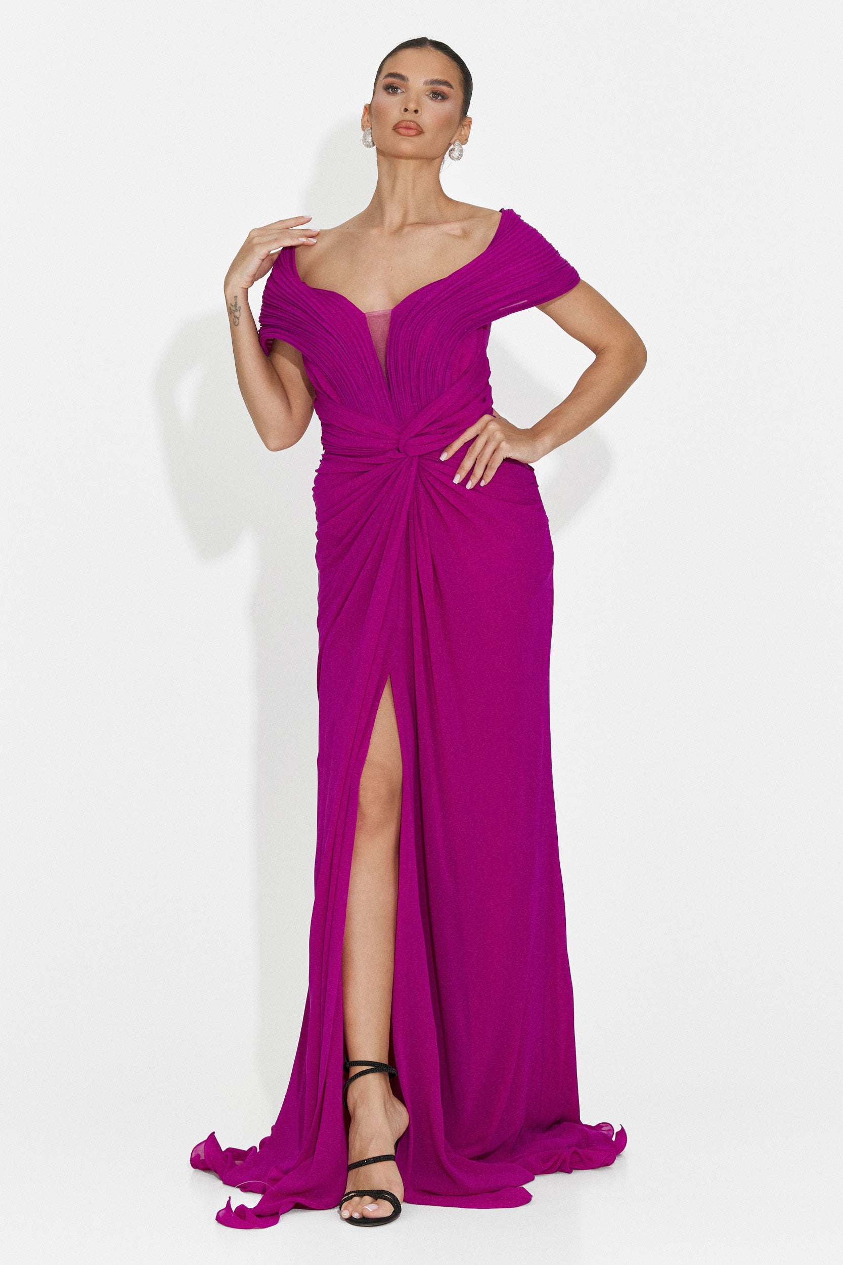Lungo Vestito Fucsia da Donna di Emilia Bogas