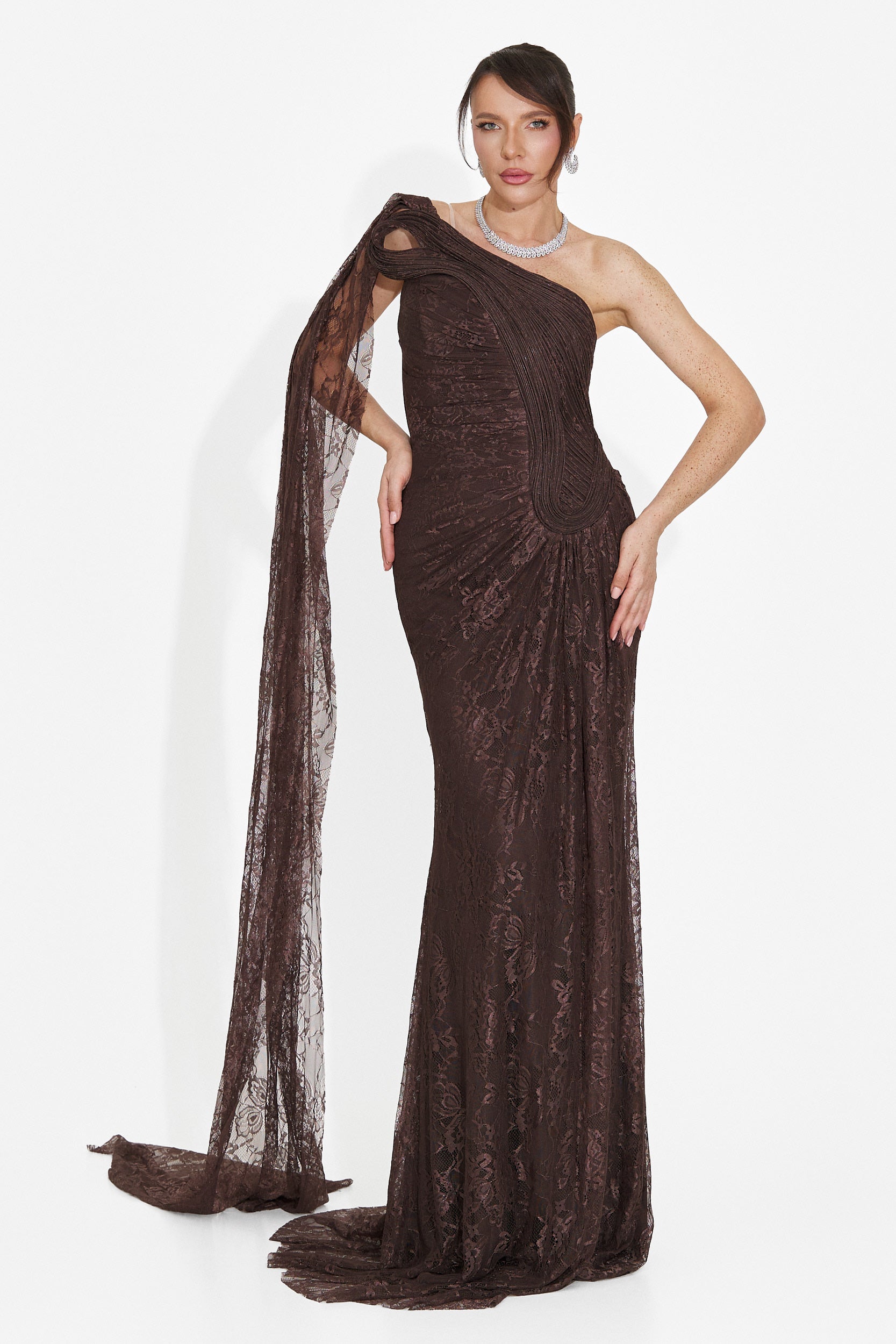 Rochie dama lunga maro Heliena Bogas