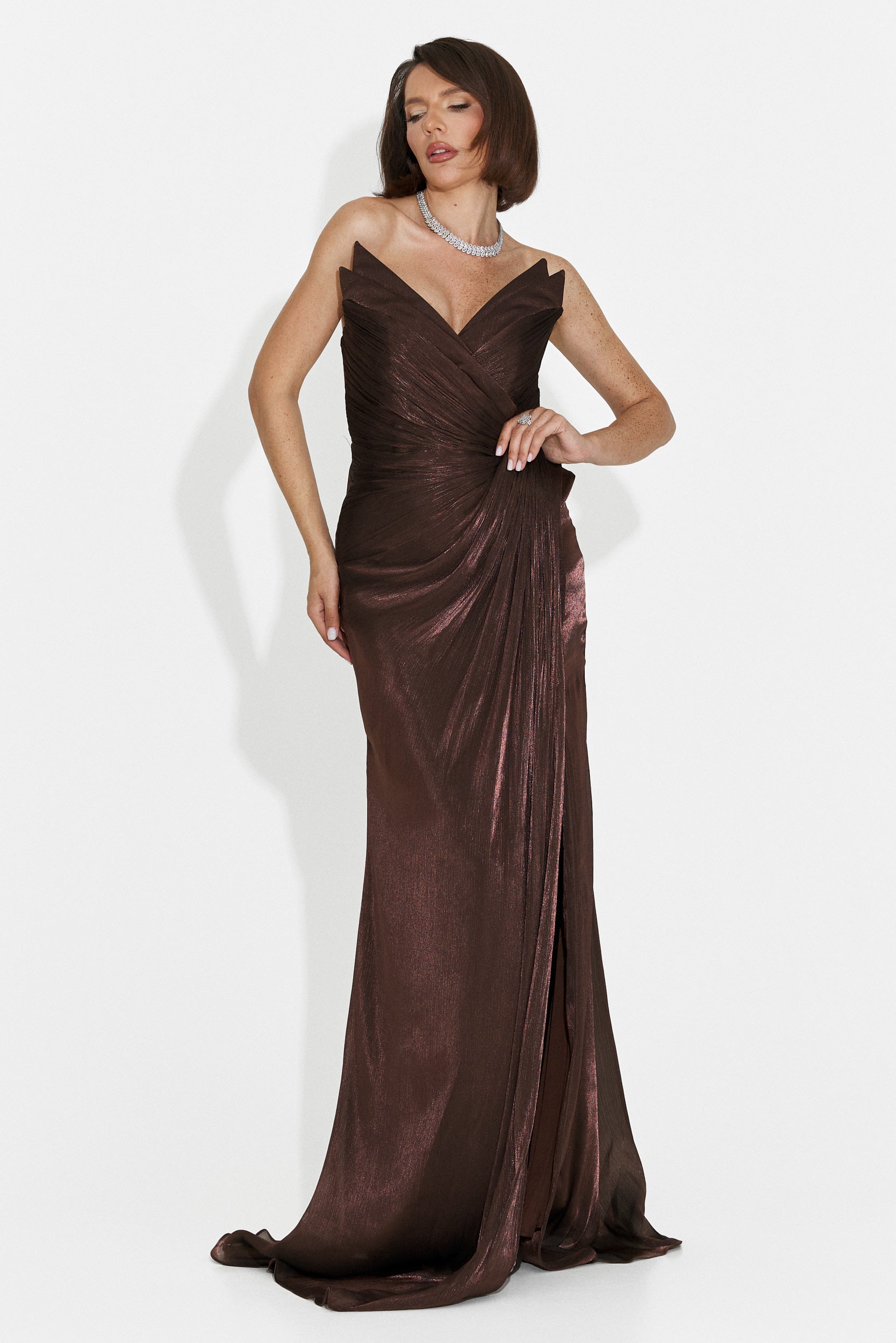 Lungo Vestito Marrone di Tilda Bogas per Donne