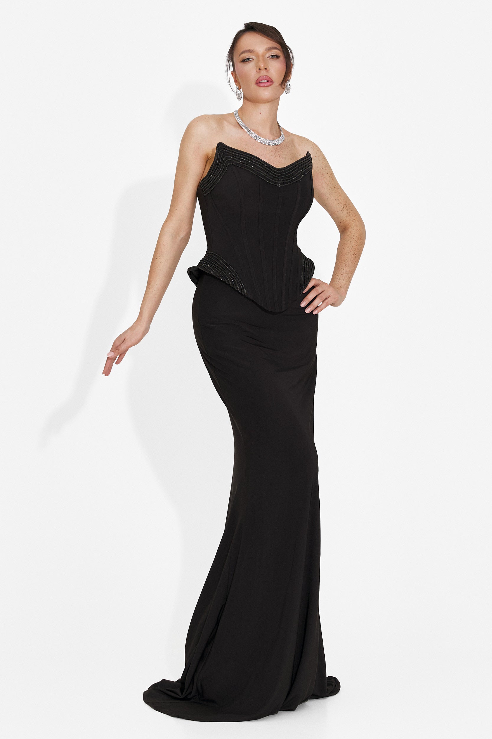 Rochie dama lunga neagra Caylei Bogas