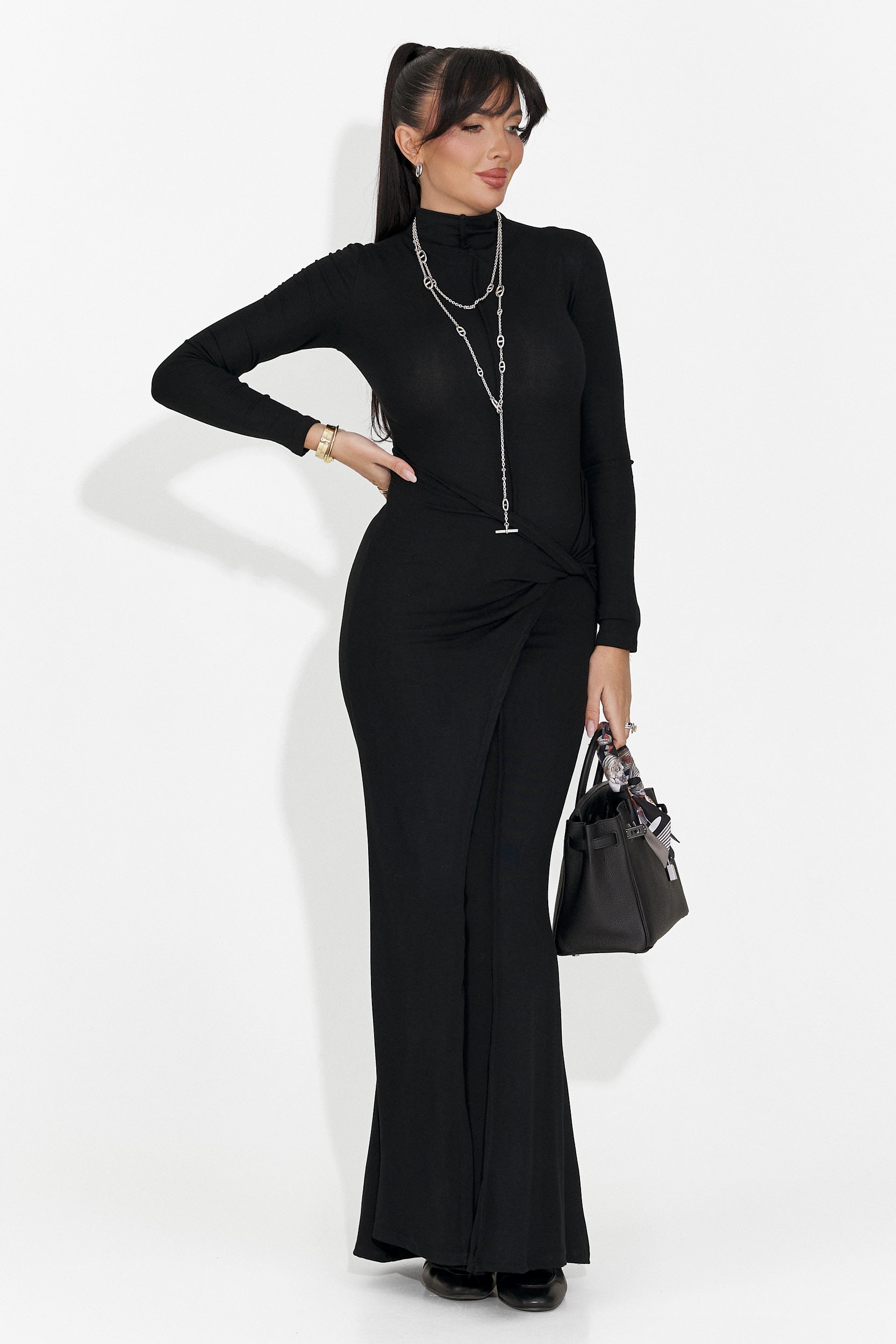 Lungo Vestito Nero da Donna di Sharita Bogas