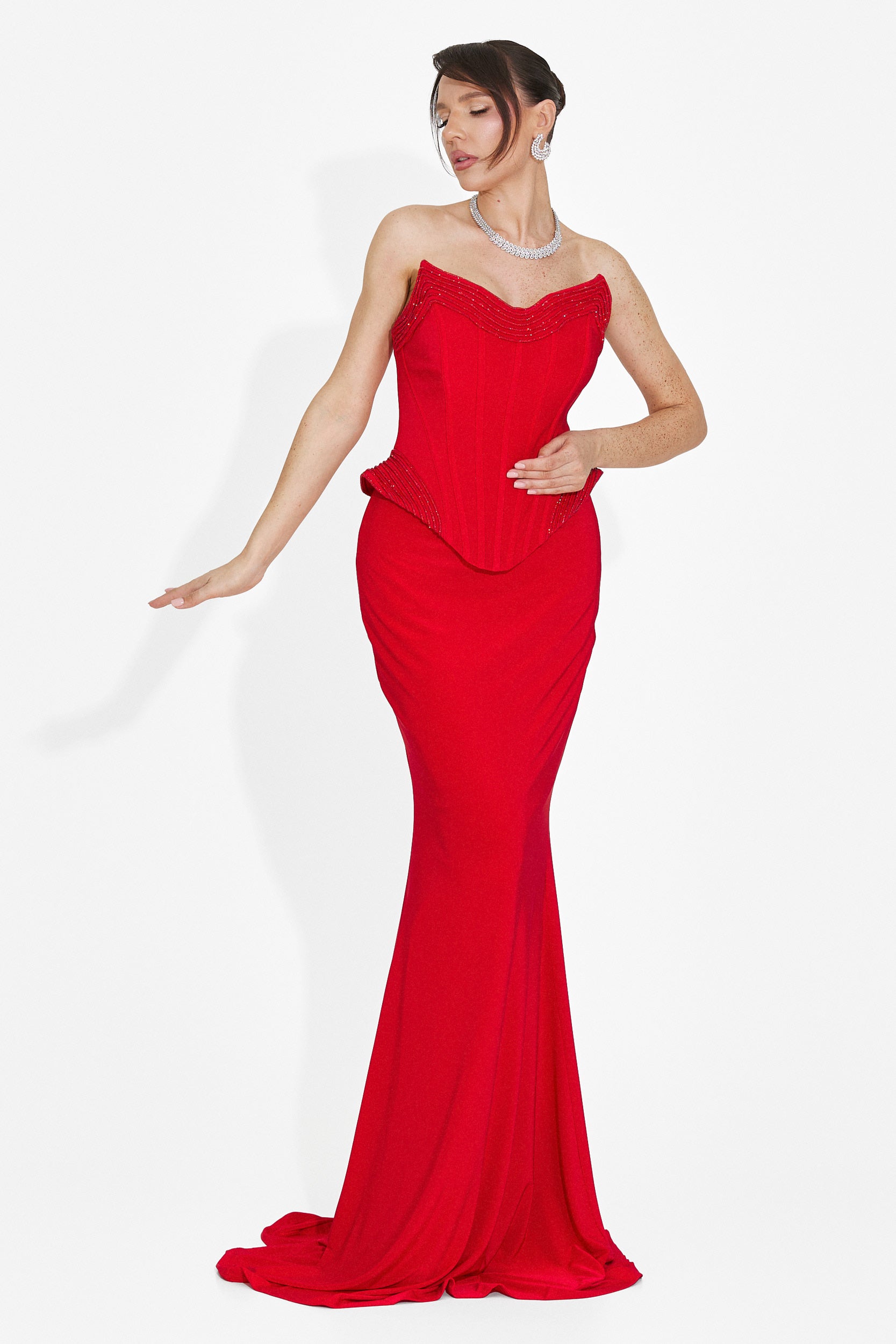 Lungo Vestito Rosso di Caylei Bogas per Donne