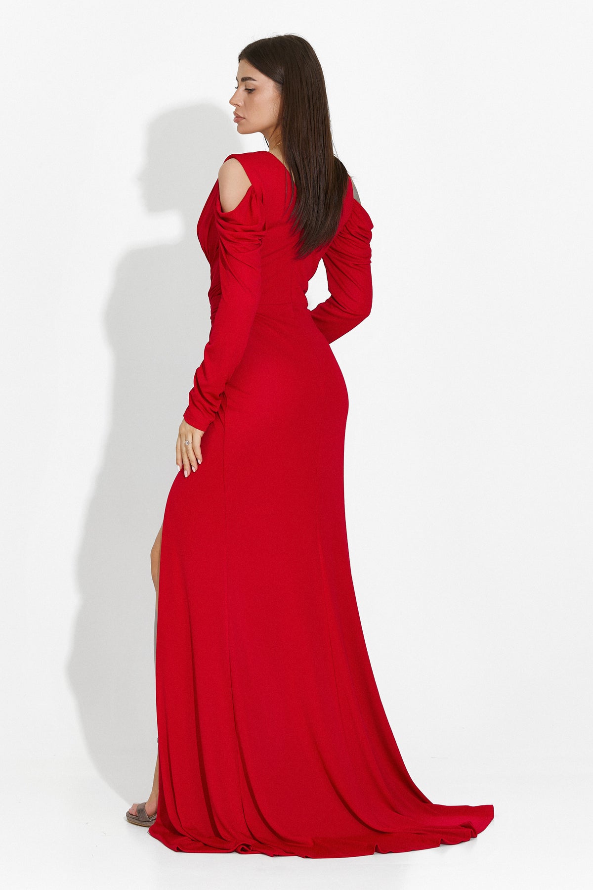 [Resigilat] Abito da donna lungo rosso Elsiana Bogas, immagine 2 di 5