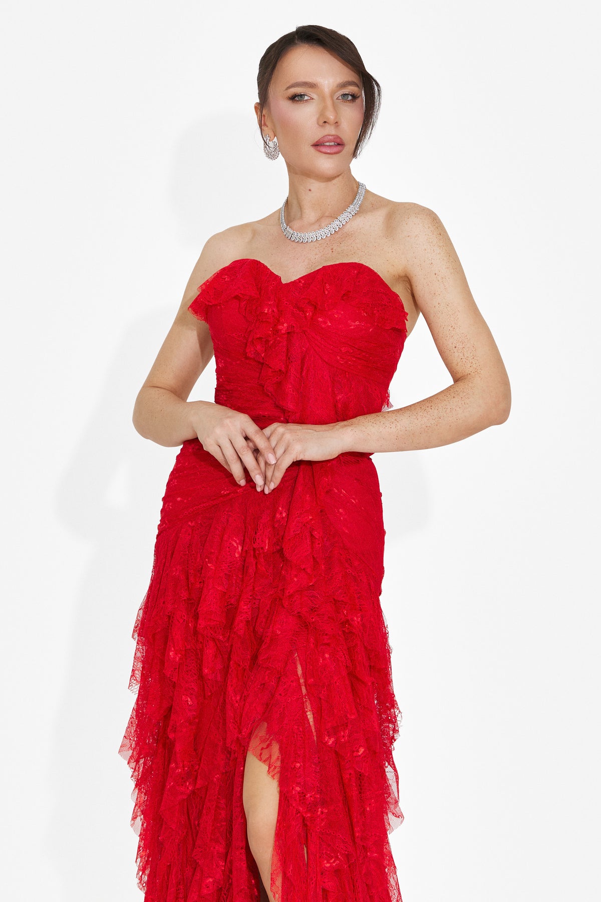 Abito da donna lungo rosso Jesya Bogas, immagine 4 di 7