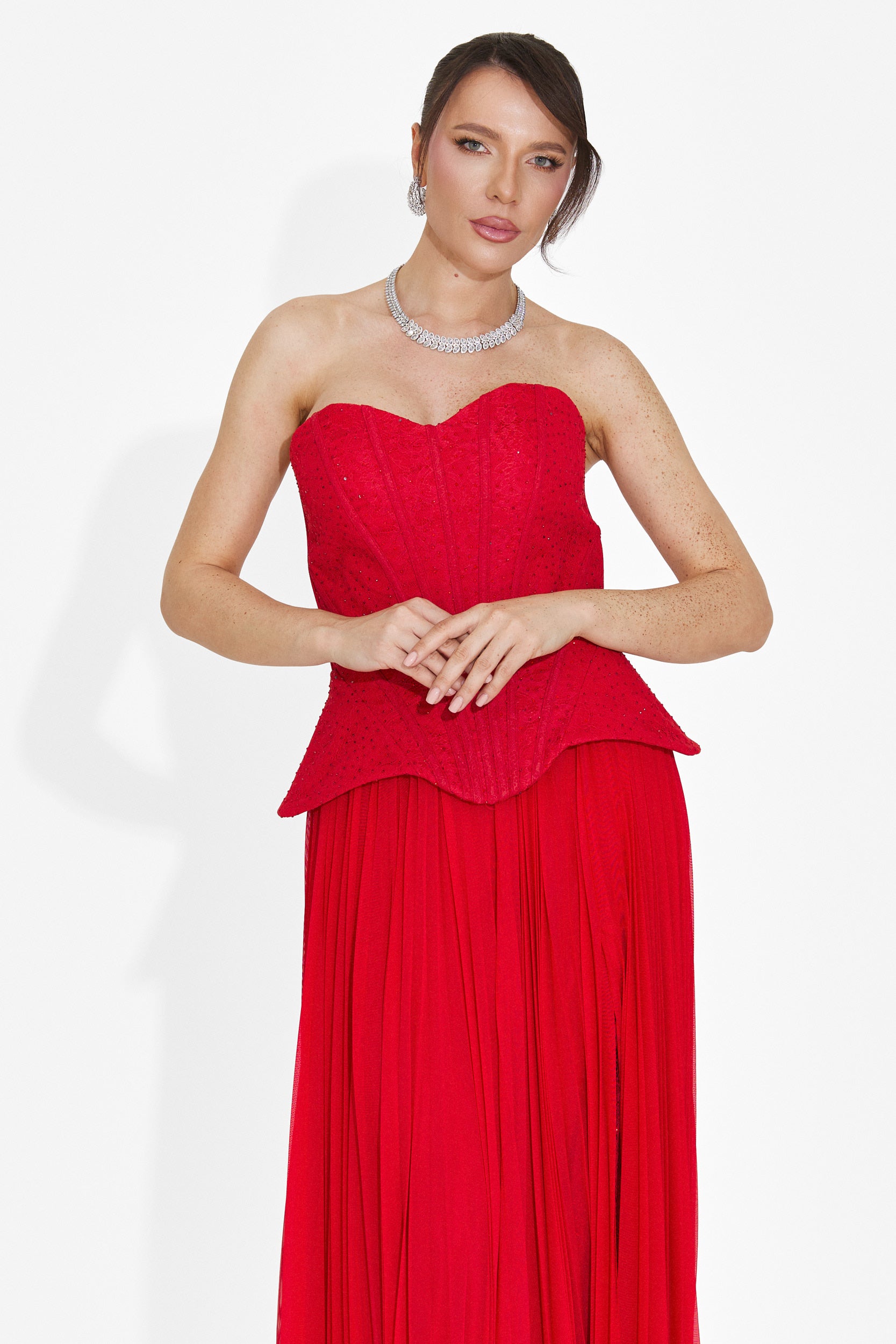 Rochie dama lunga rosie Mivea Bogas