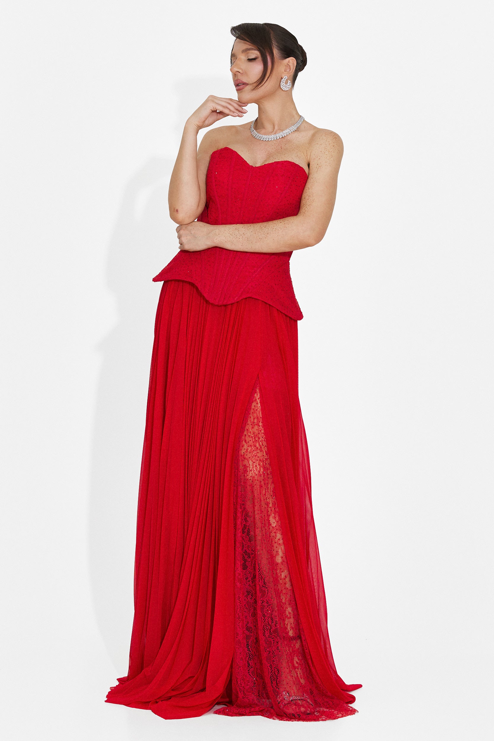 Rochie dama lunga rosie Mivea Bogas