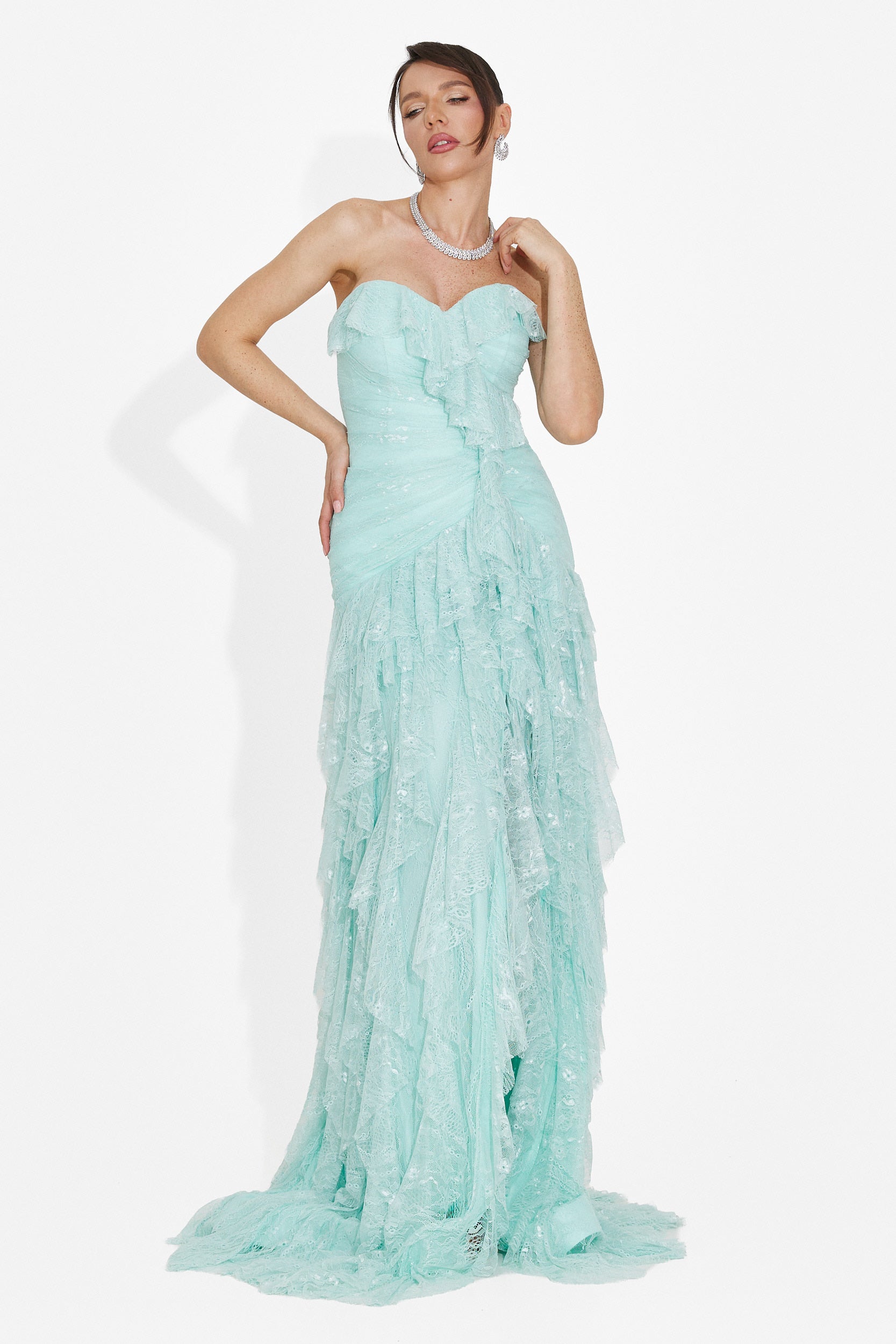 Lungo Vestito Turchese da Donna di Jesya Bogas