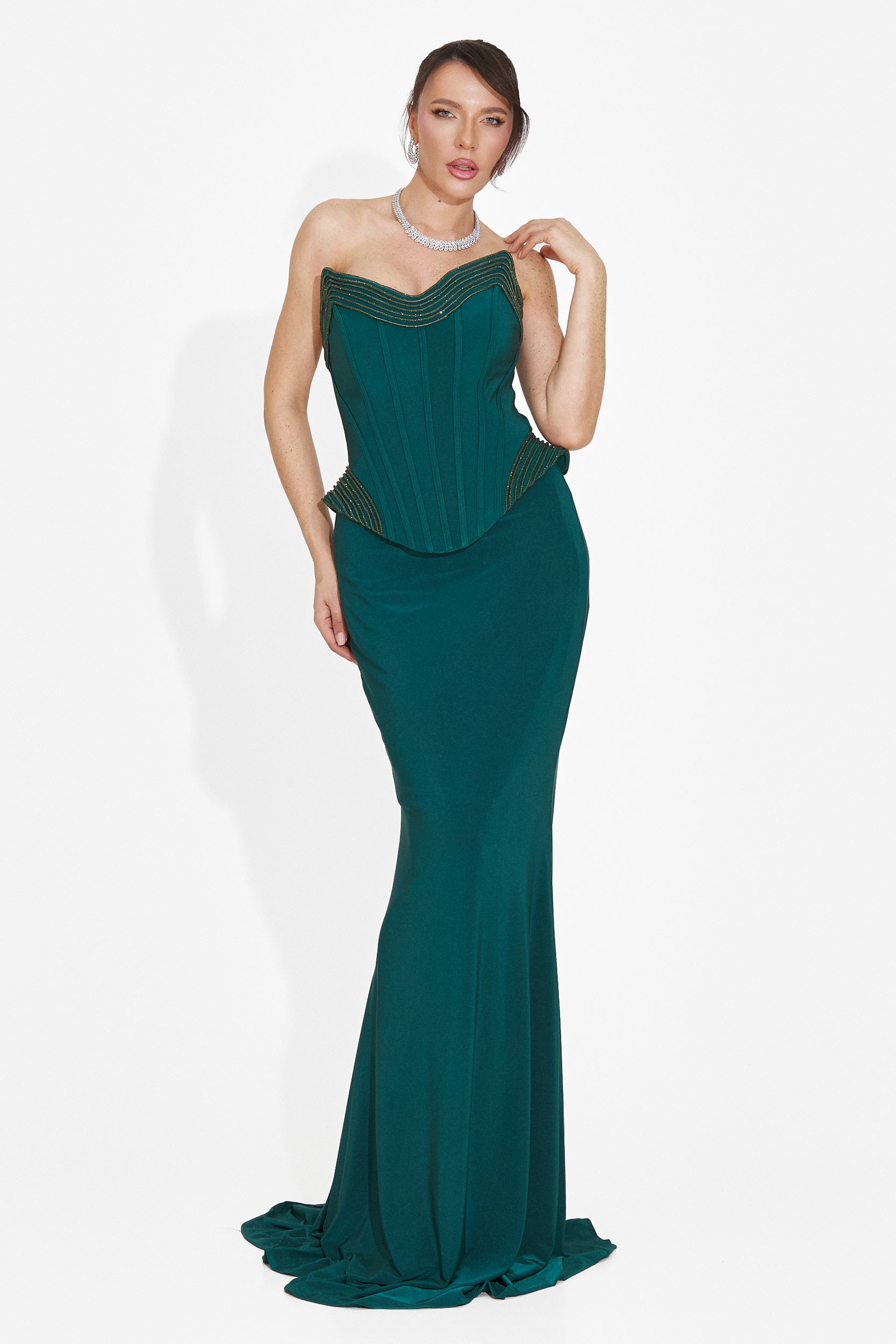Rochie dama lunga verde Caylei Bogas