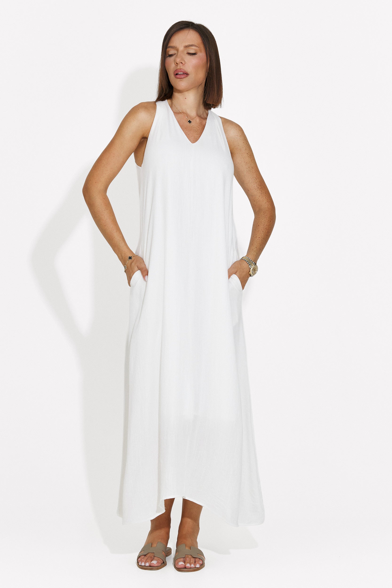 Vestito donna midi bianco Alievia Bogas