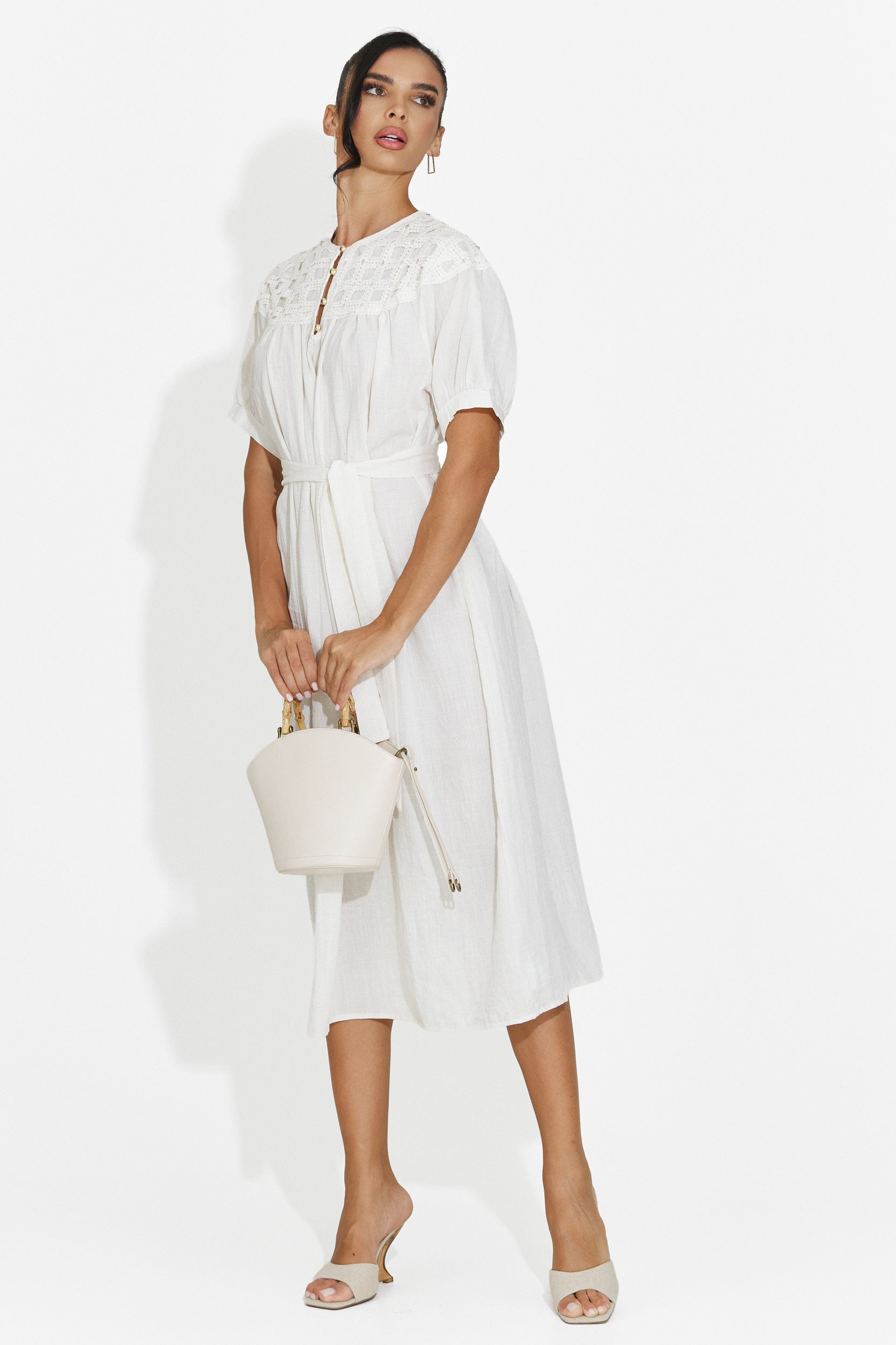 Abito donna midi bianco Olema Bogas