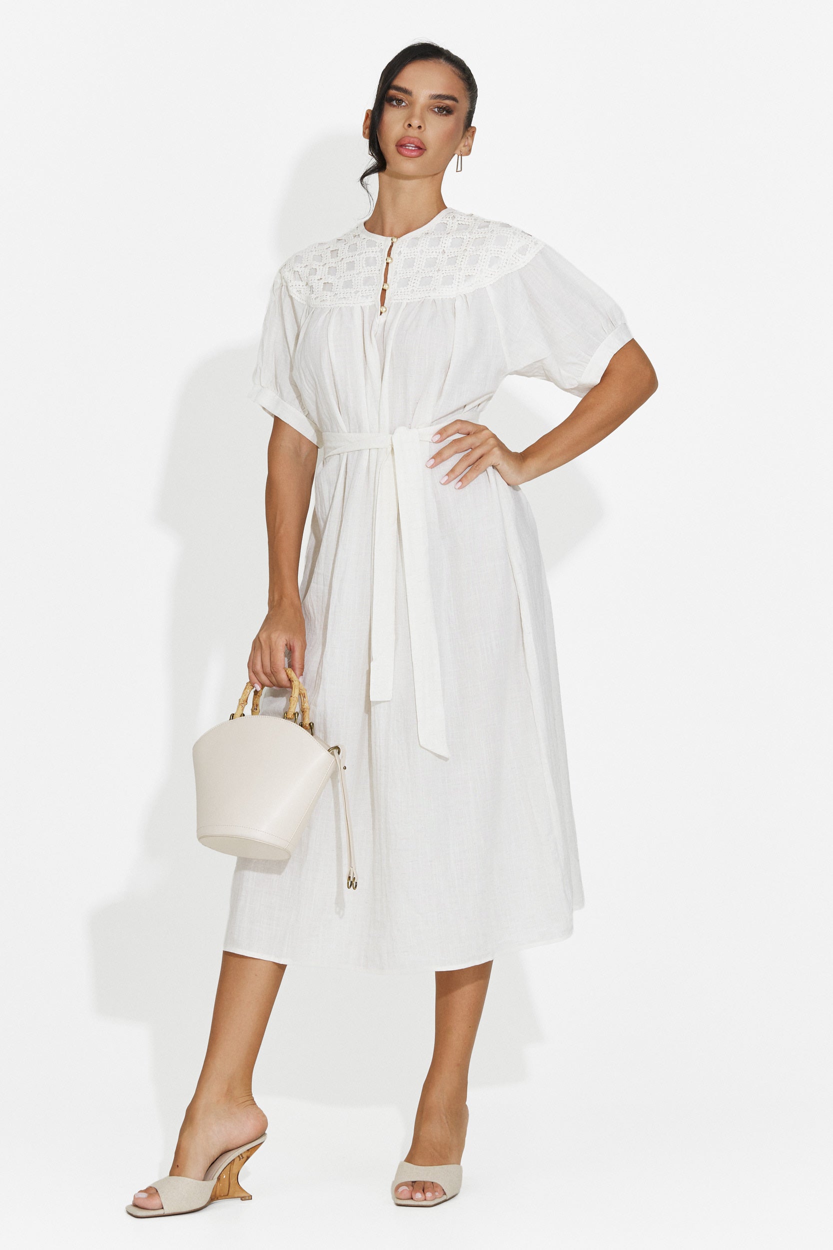 Abito donna midi bianco Olema Bogas