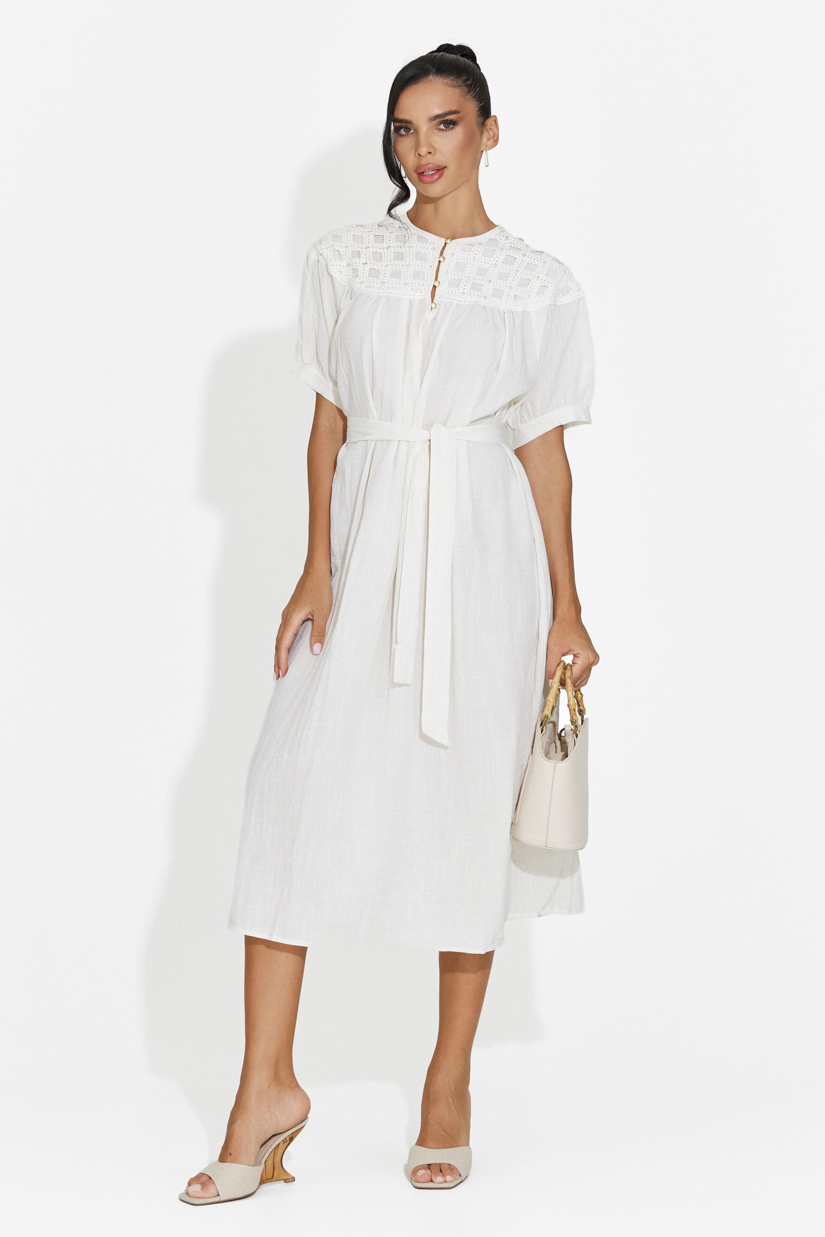 Abito donna midi bianco Olema Bogas