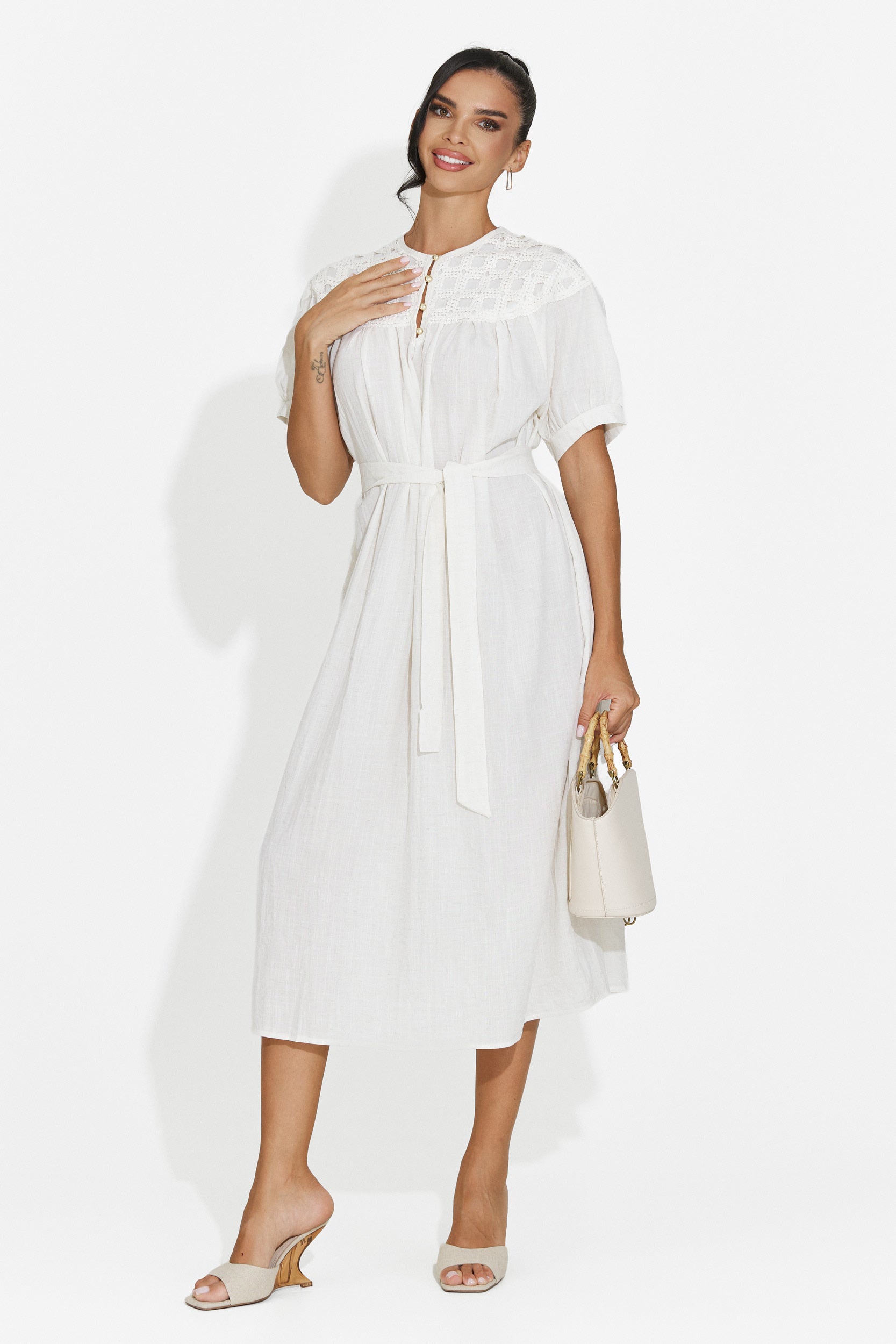 Abito donna midi bianco Olema Bogas