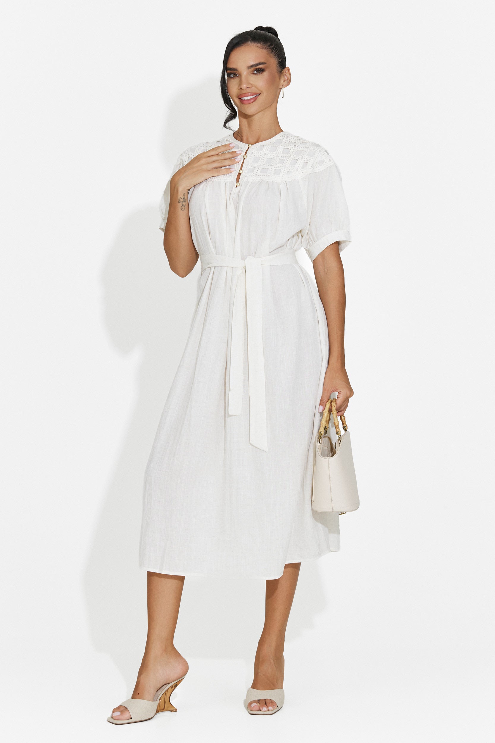 Abito donna midi bianco Olema Bogas