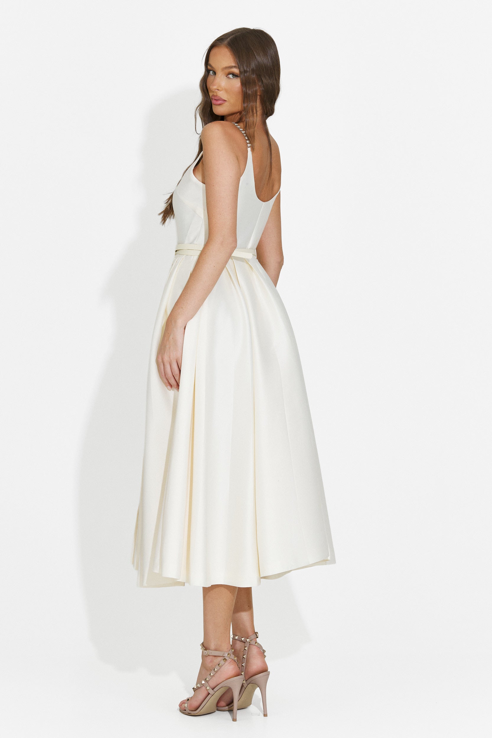 Vestito donna midi beige Florinela Bogas