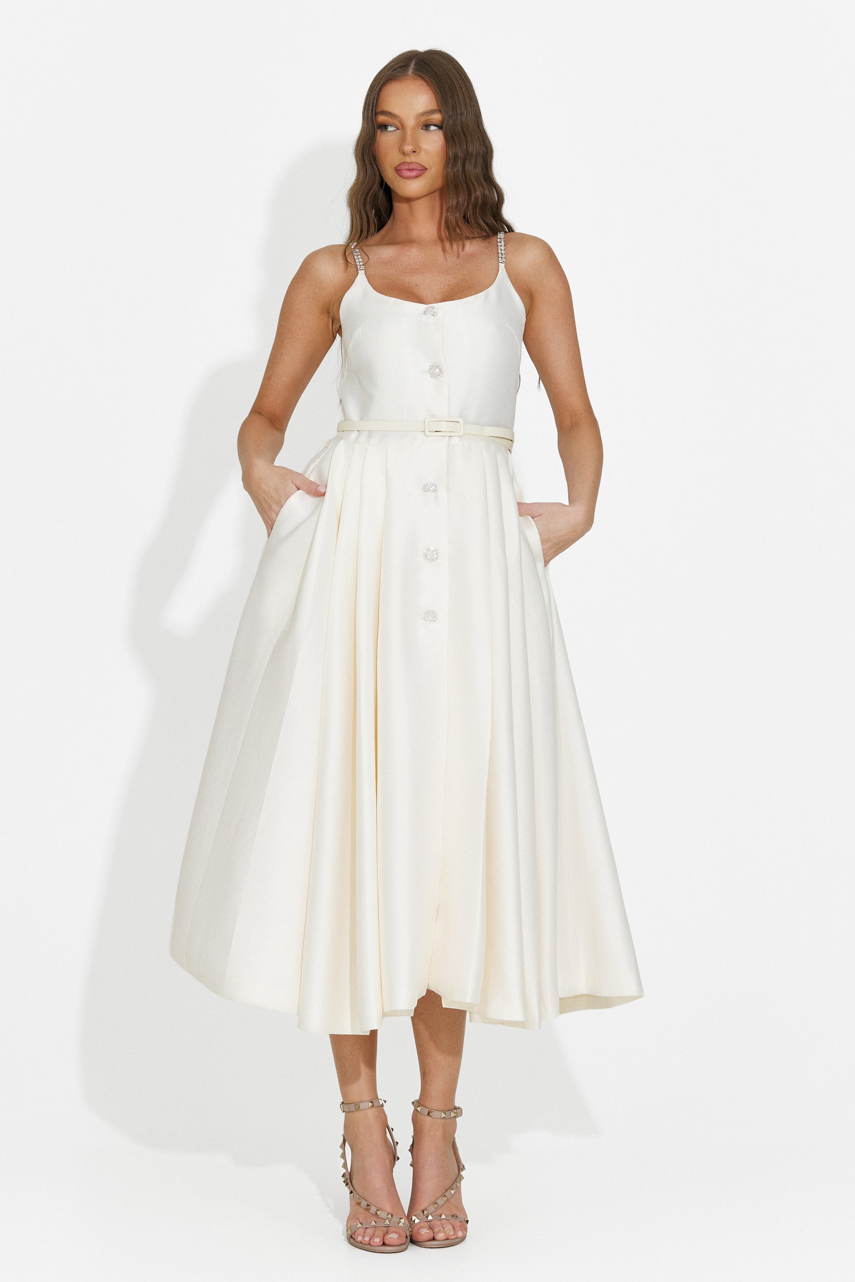 Abito Midi Beige di Florinela Bogas per Donne