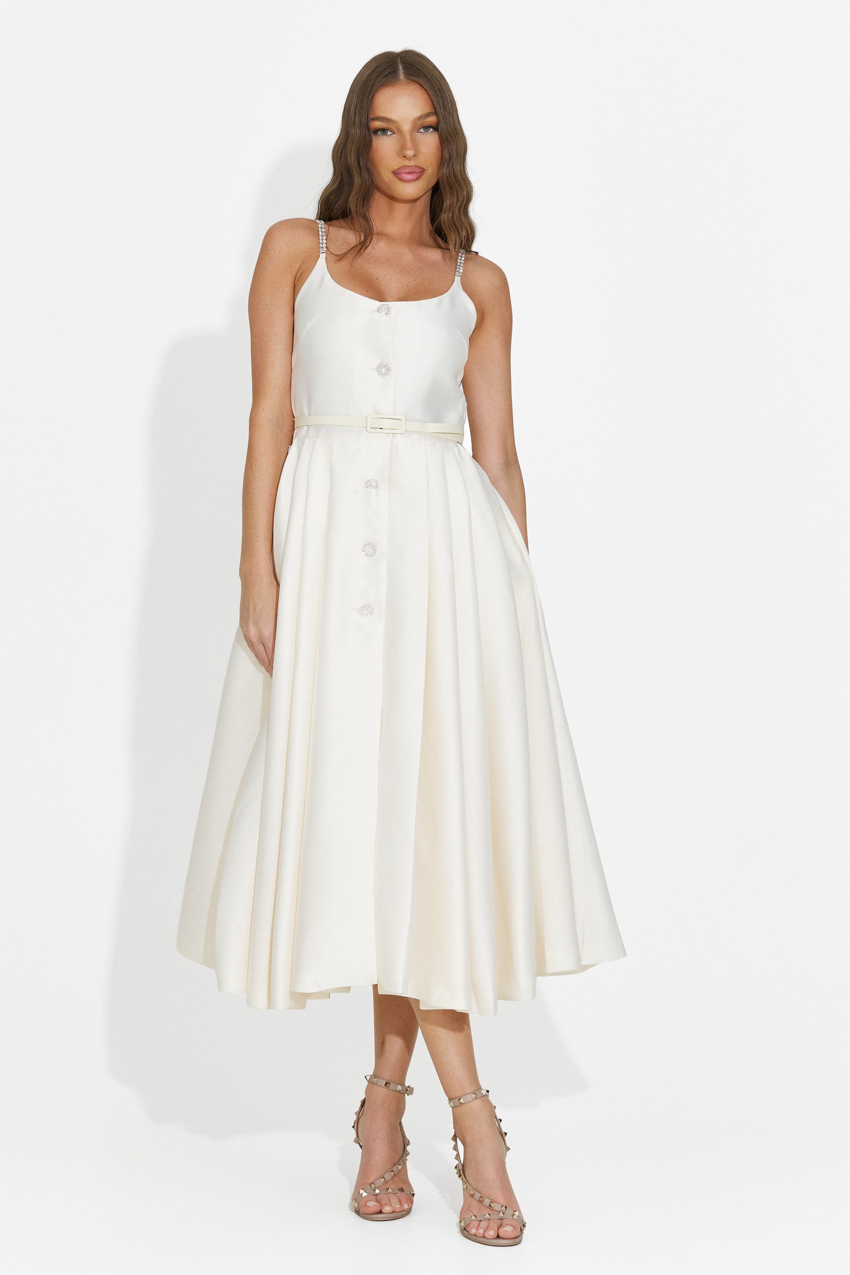 Vestito donna midi beige Florinela Bogas